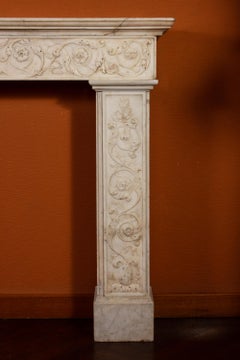 Superb Neoclassical White Marble Fireplace, Italy, 1790