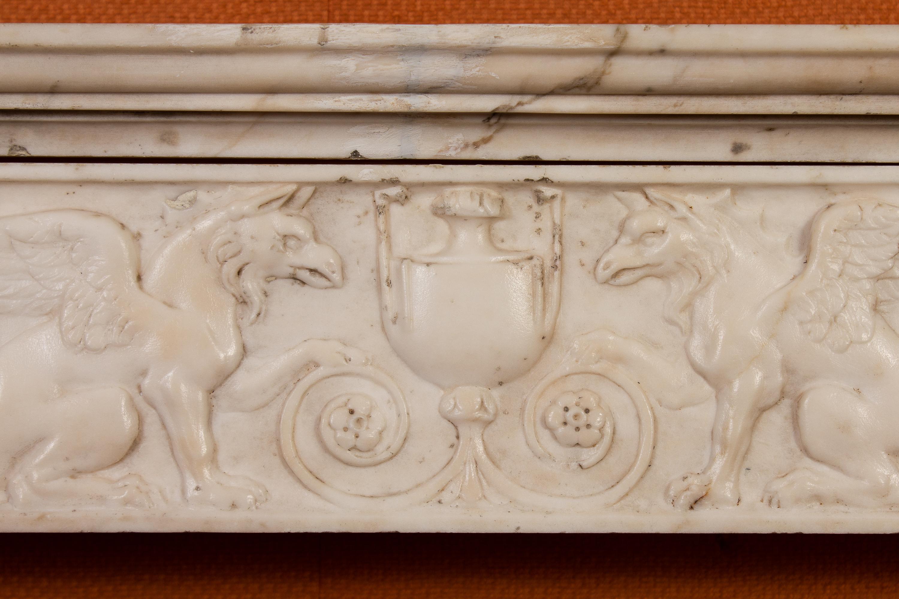 Superb Neoclassical White Marble Fireplace, Italy, 1790 2