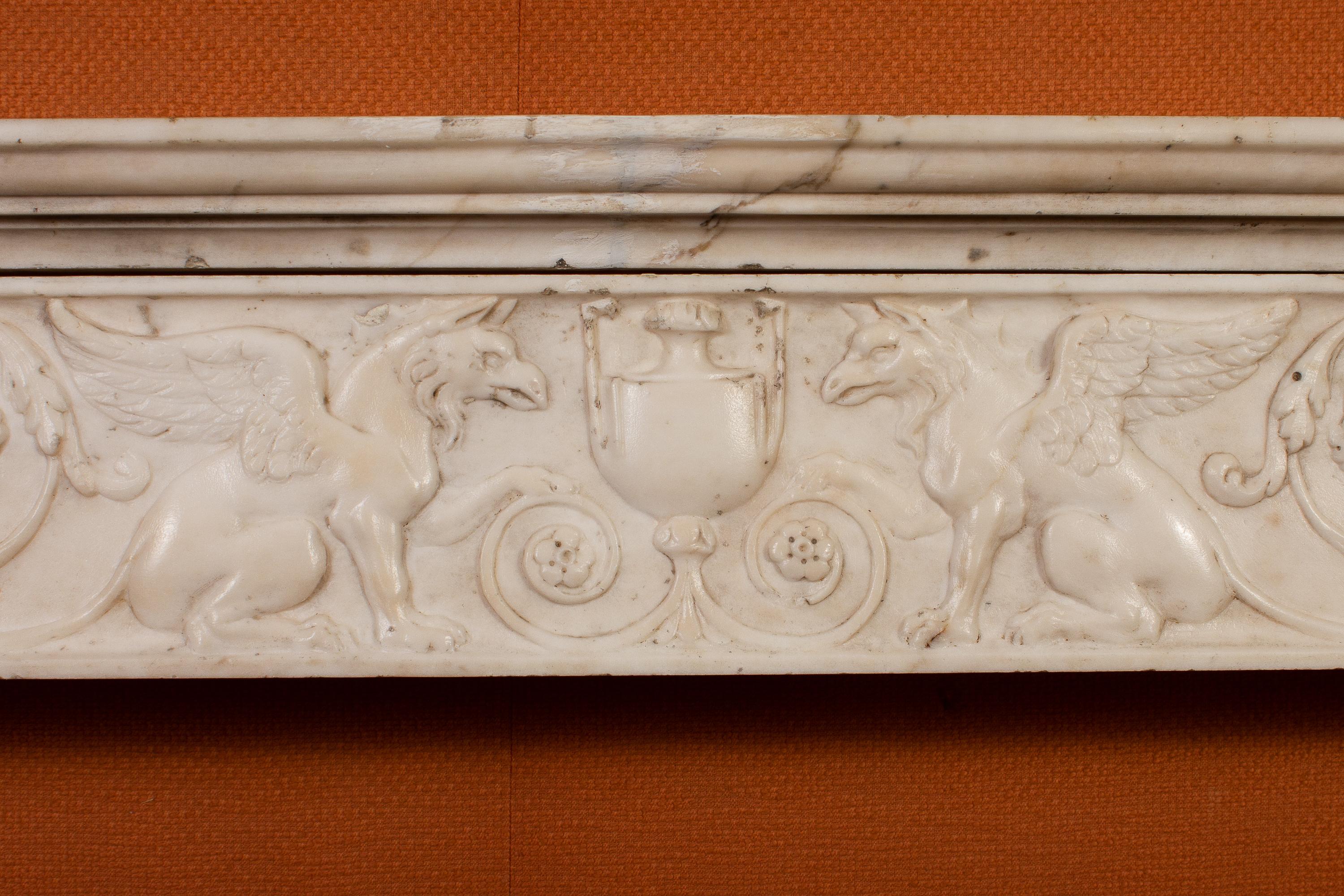 Superb Neoclassical White Marble Fireplace, Italy, 1790 3