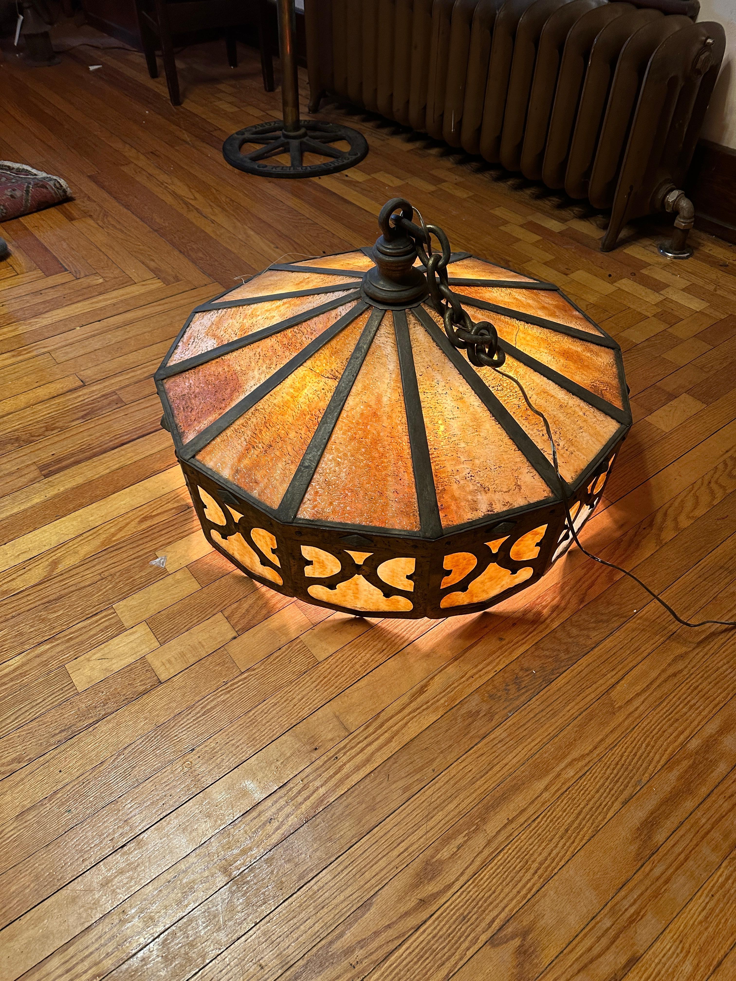 Arts and Crafts SUPERB Bella Arts&Crafts Lampadario a sei lampadine  Stickley era- W7436  ON  VENDITA  30% in vendita