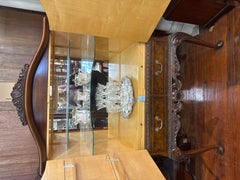 Superb Old English Burr Walnut and Hand-Carved Georgian Style Drinks Cabinet