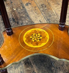 Superb Old French Marquetry Inlaid and Ormolu Mount Kidney Shape Side Table