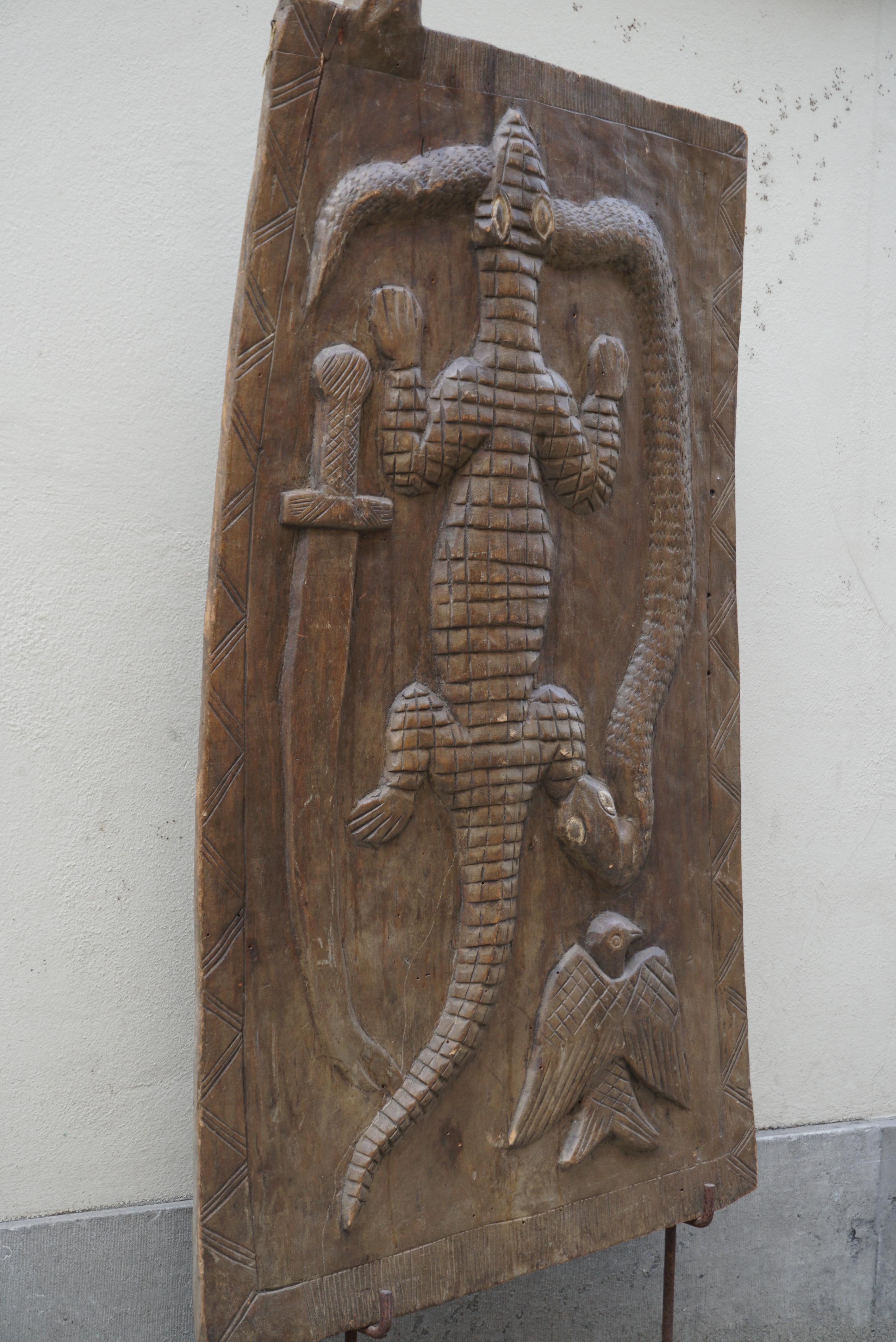 Hand-Carved Superb Old Wooden Hut Door from Africa For Sale
