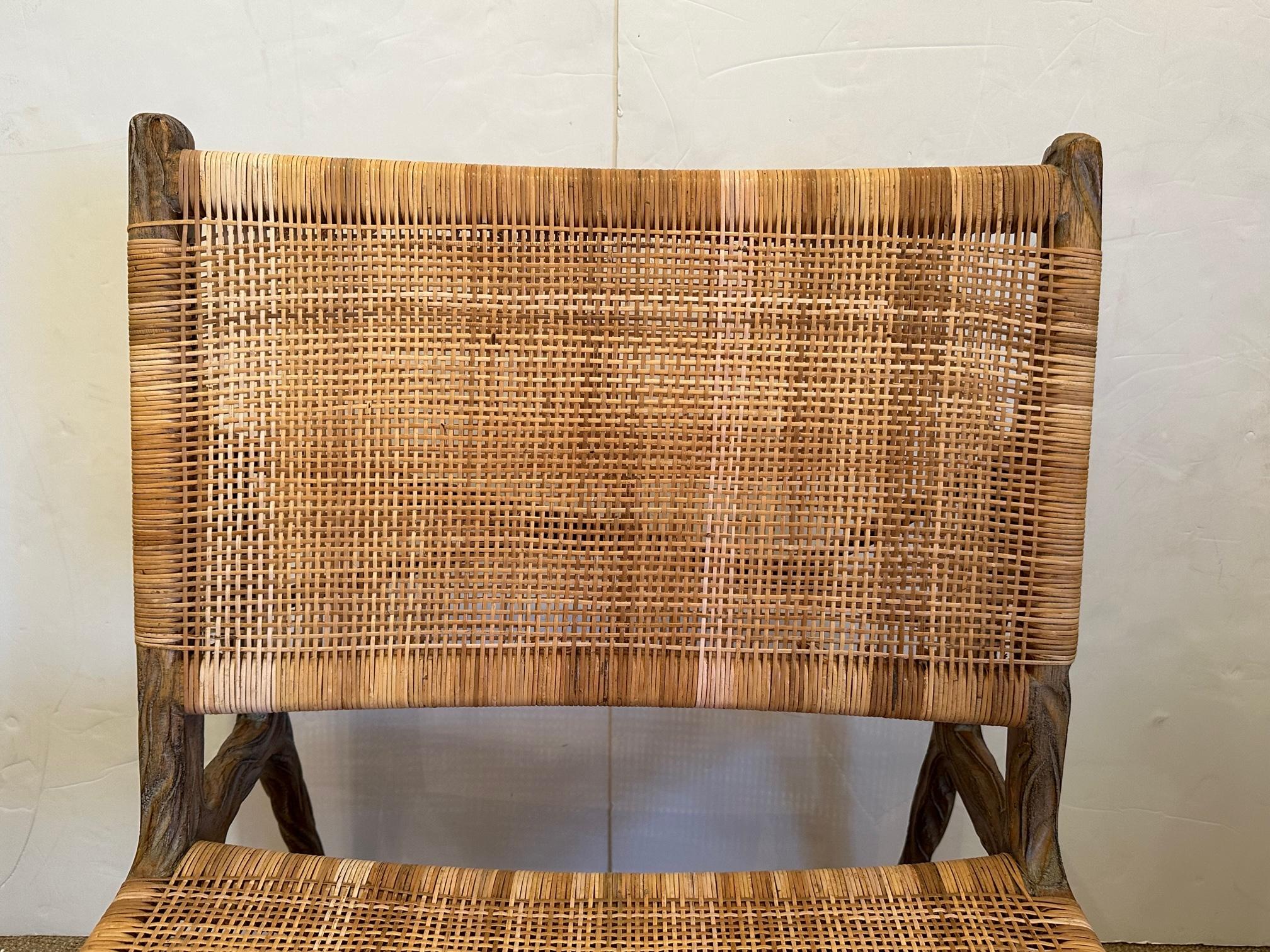 American Superb Organic Modern Faux Twig and Woven Rattan Chair For Sale