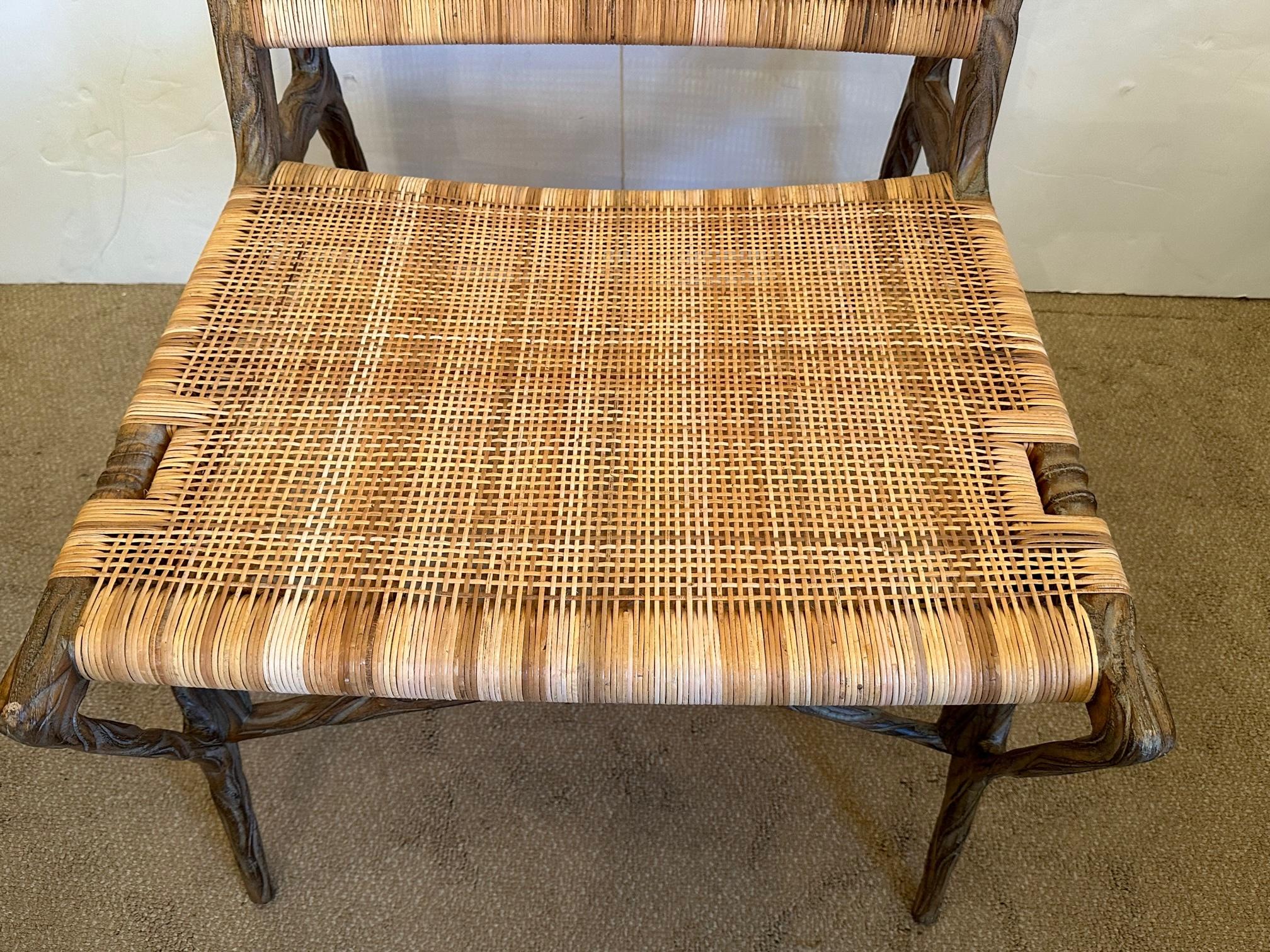 Contemporary Superb Organic Modern Faux Twig and Woven Rattan Chair
