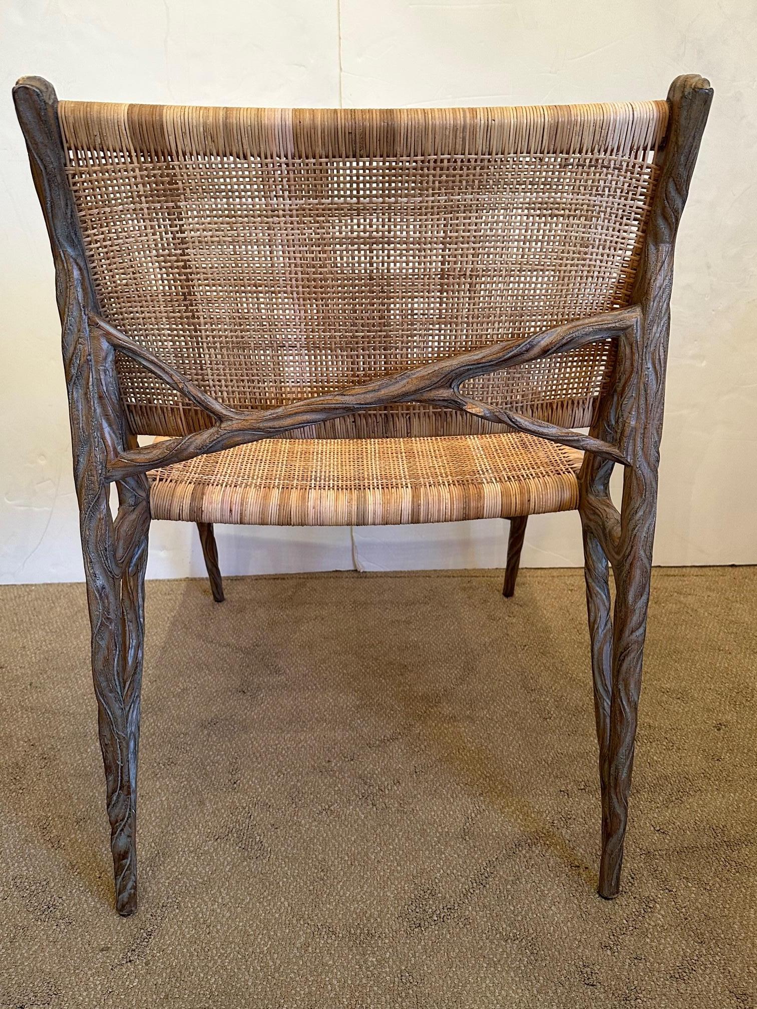 Superb Organic Modern Faux Twig and Woven Rattan Chair For Sale 2