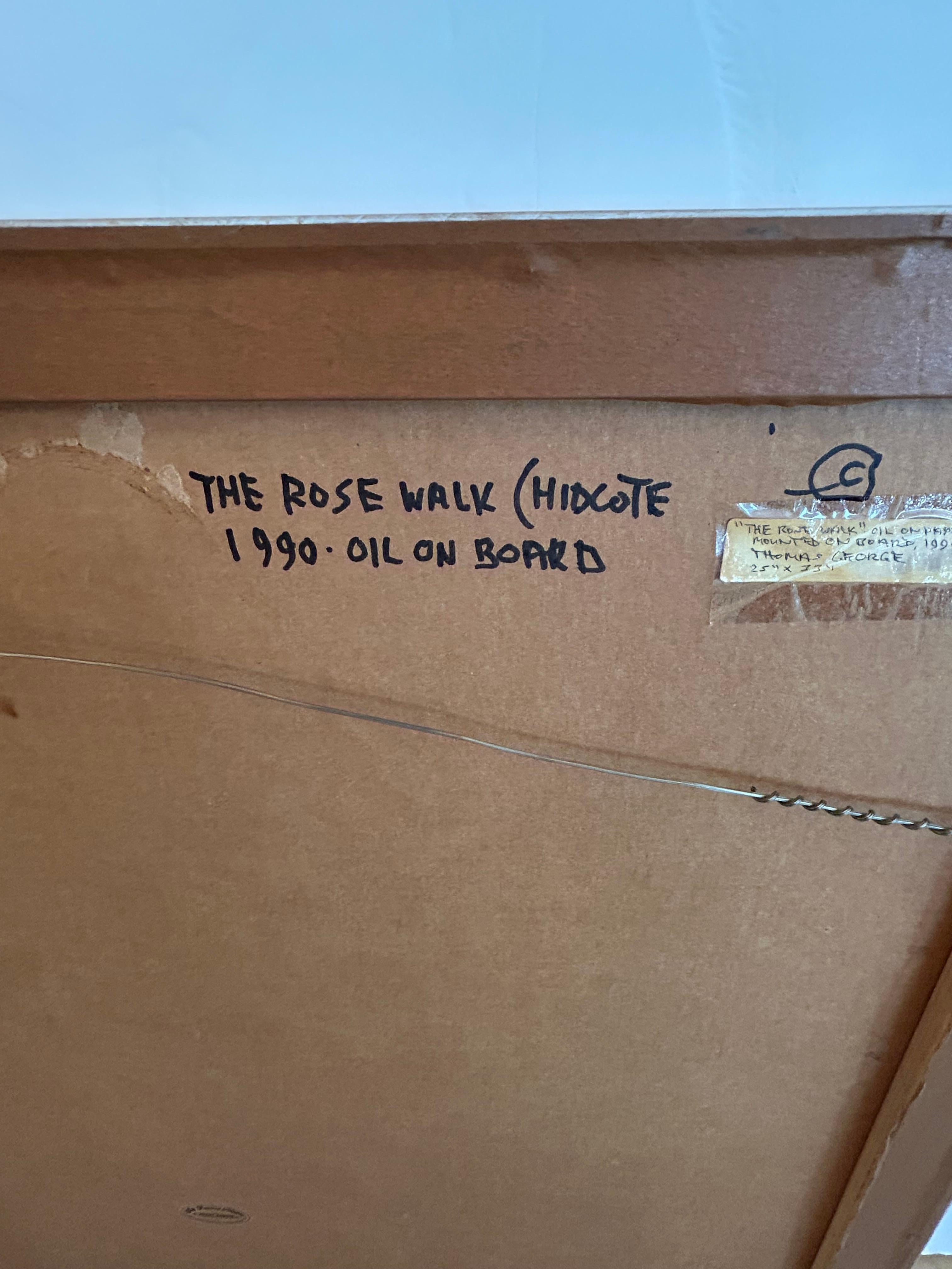 Hervorragendes Original-Öl auf Karton von The Rose Walk Hidcote von Thomas George im Angebot 2