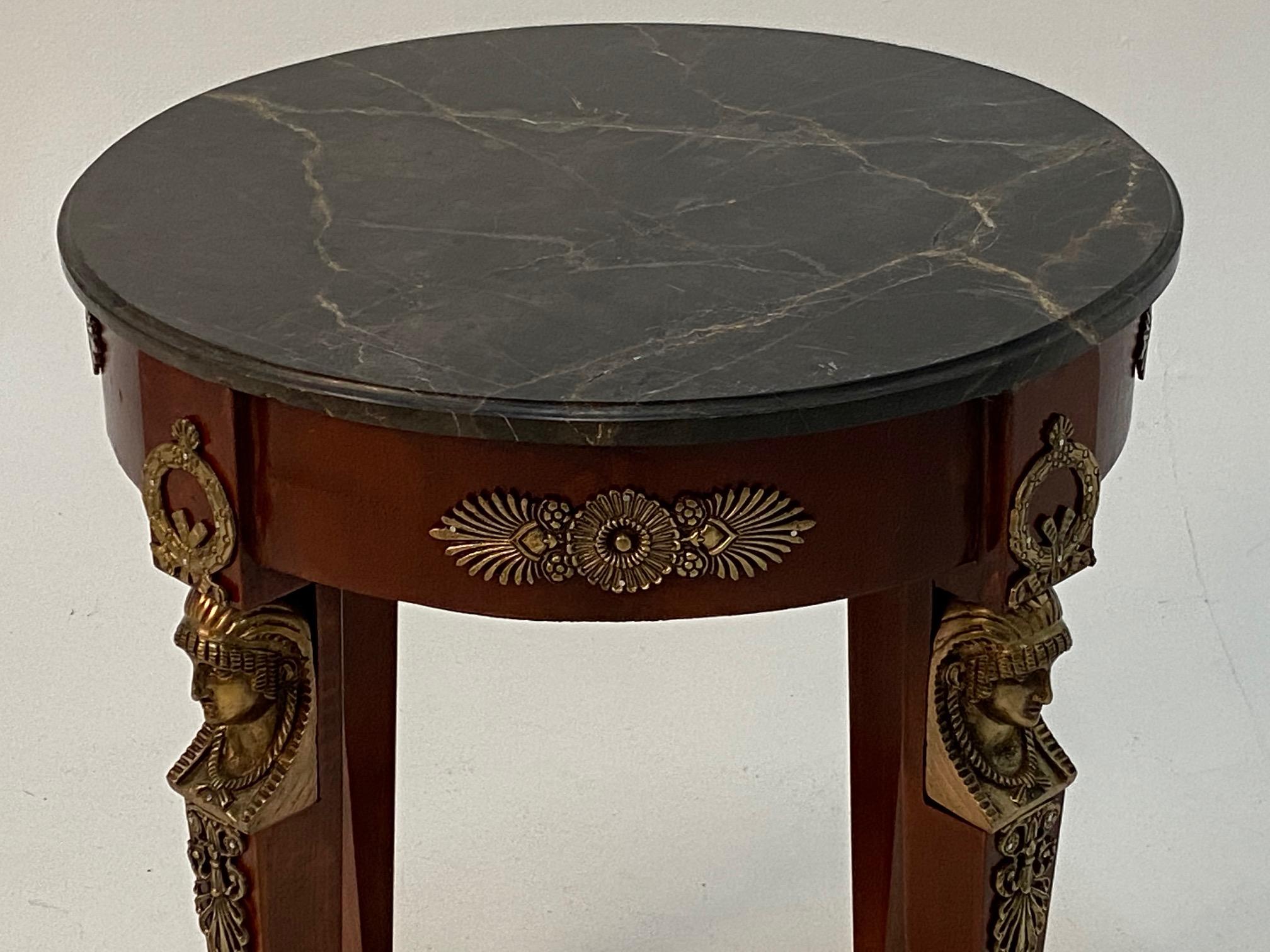 Superb Ornate Pair of Mahogany and Bronze French Empire Style End Tables 6