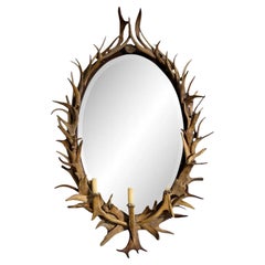 Superb Oval Designer Candelabra Antler Mirror