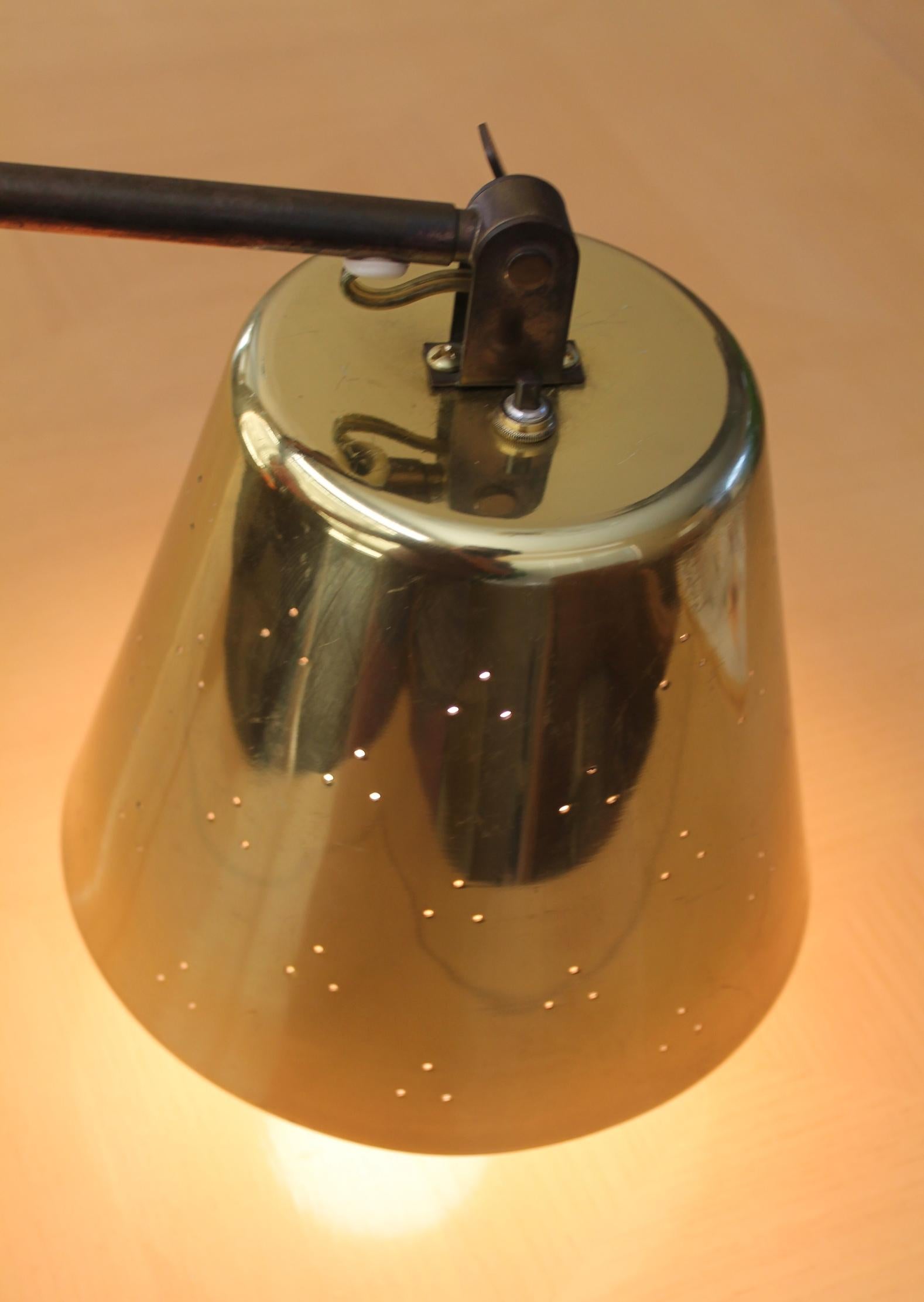 Mid-Century Modern Superb Paavo Tynell Brass Swing Arm Wall Lamp Taito Finland. Finest in the World For Sale