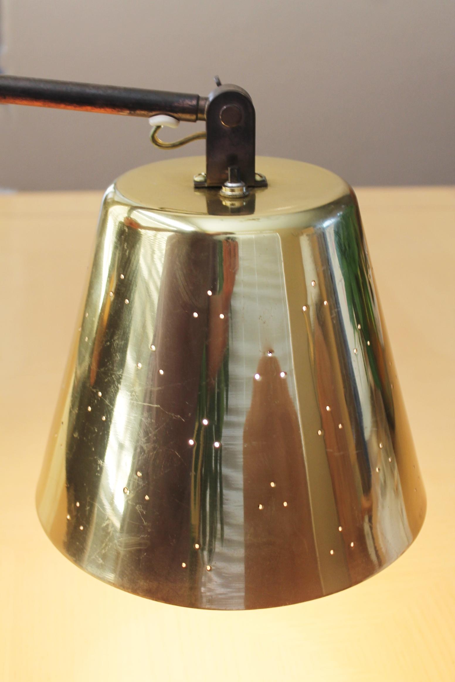 Superb Paavo Tynell Brass Swing Arm Wall Lamp Taito Finland. Finest in the World For Sale 1