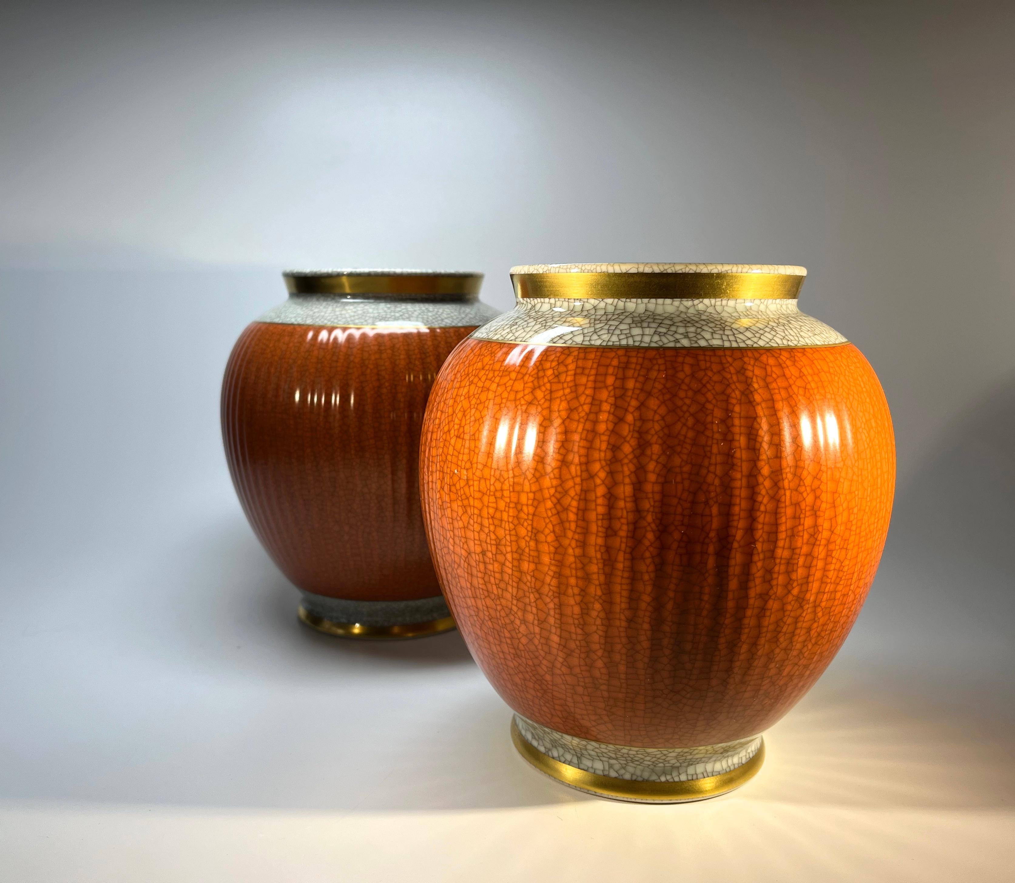 Danish Superb Pair 1950's Thorkild Olsen Royal Copenhagen, Terracotta Vases #2781