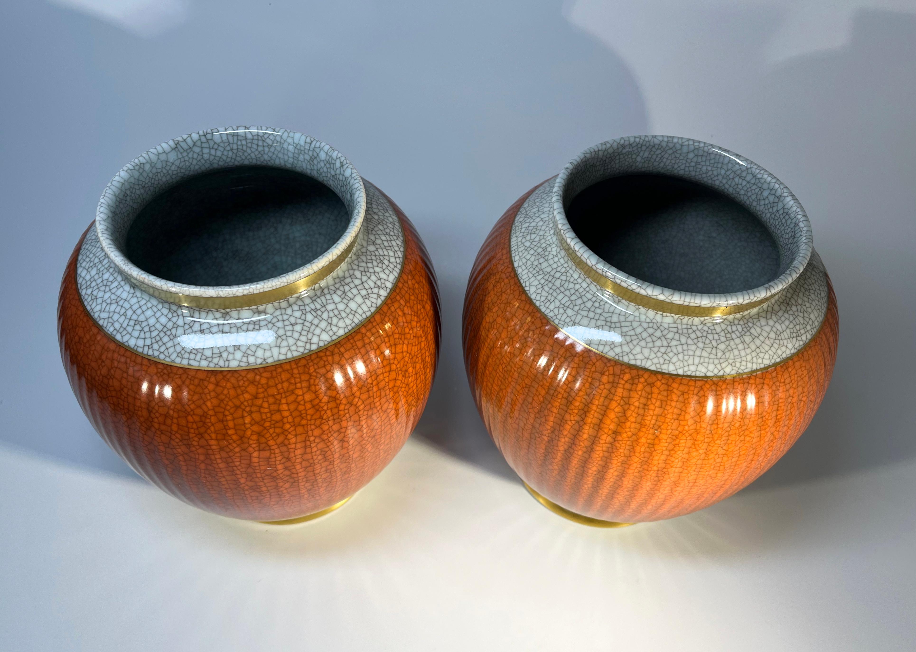 20th Century Superb Pair 1950's Thorkild Olsen Royal Copenhagen, Terracotta Vases #2781