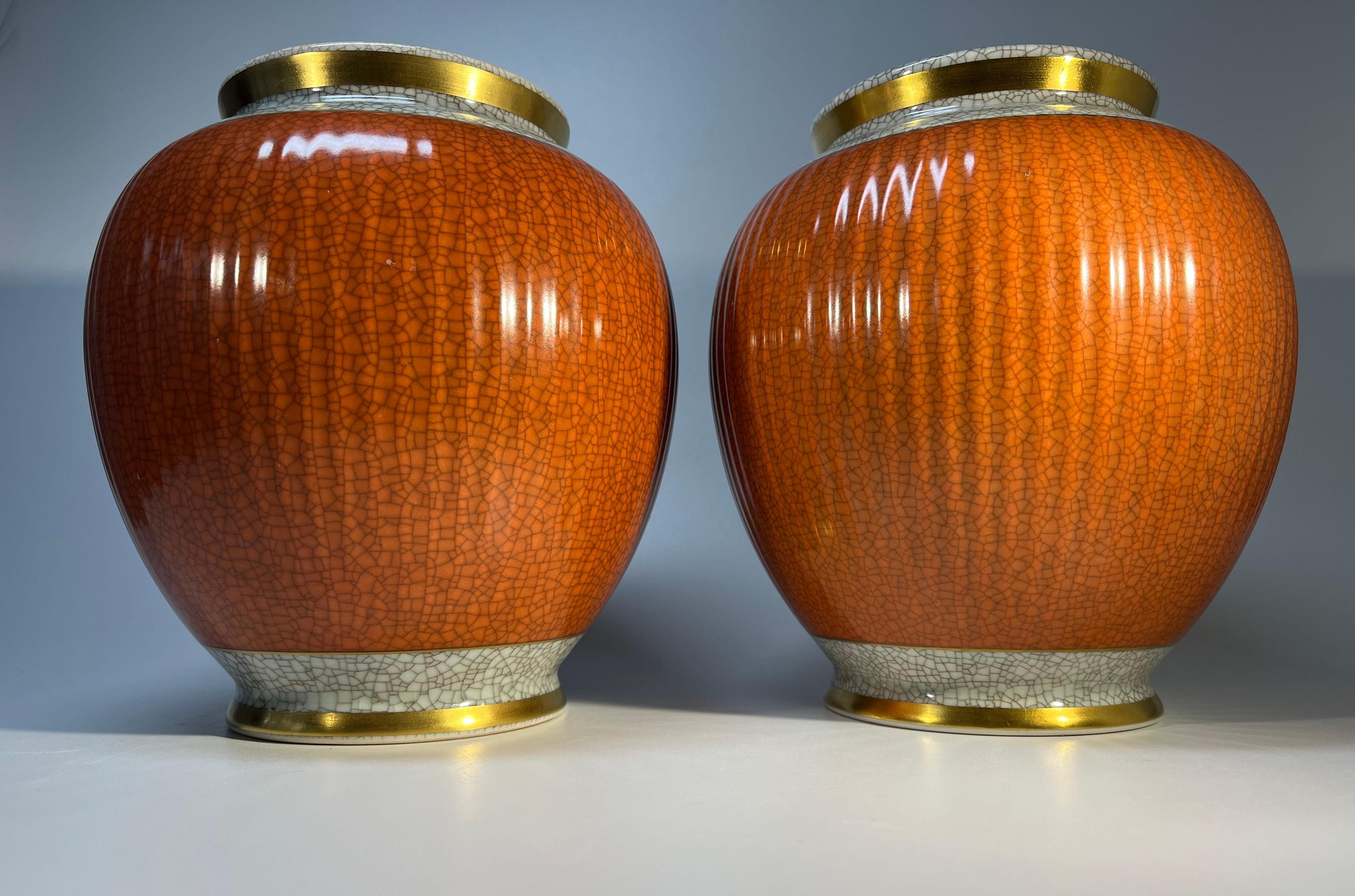 Porcelain Superb Pair 1950's Thorkild Olsen Royal Copenhagen, Terracotta Vases #2781