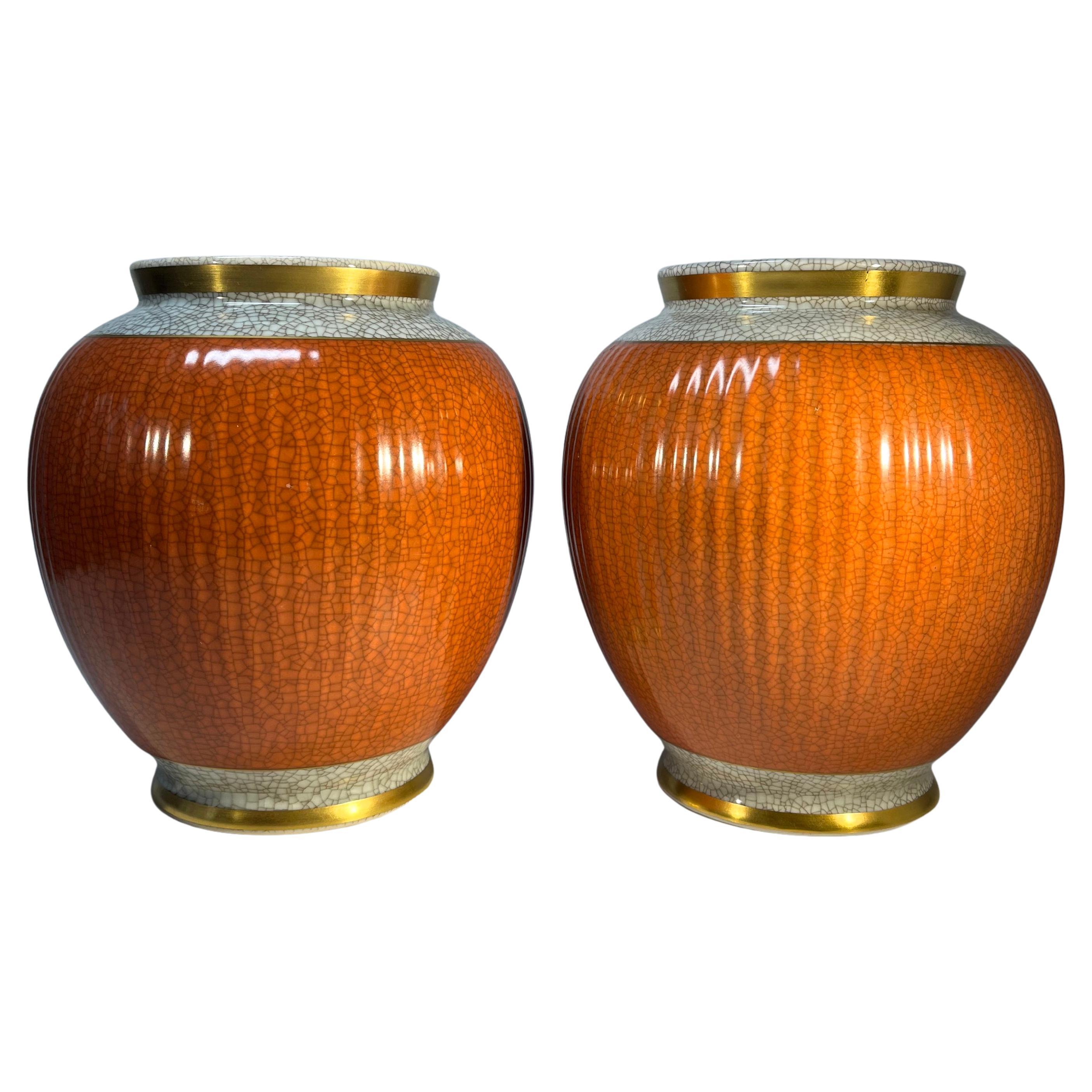 Superb Pair 1950's Thorkild Olsen Royal Copenhagen, Terracotta Vases #2781