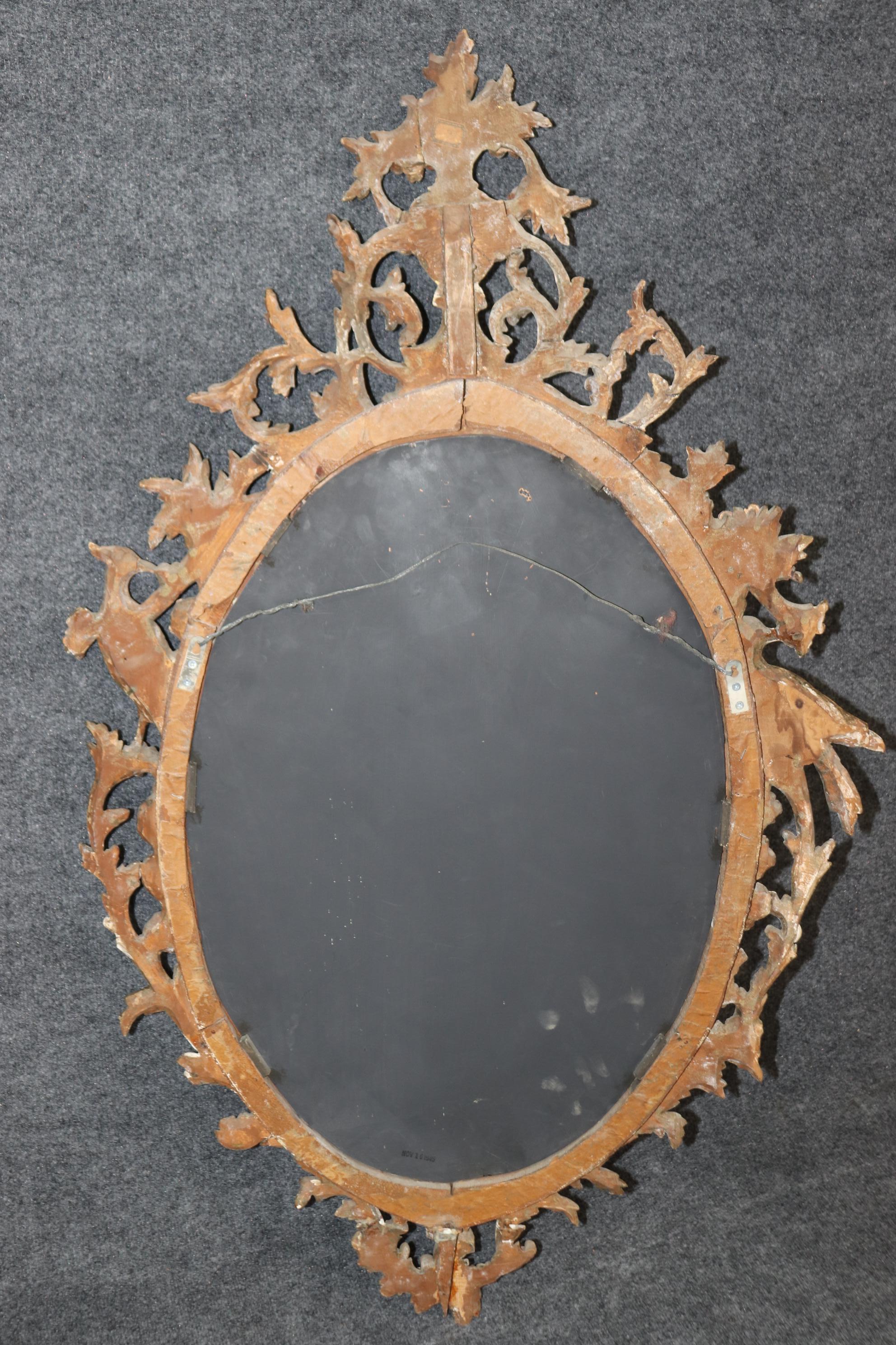 Superb Pair Carved Giltwood Georgian Mirrors with Carved Birds Circa 1910 For Sale 5