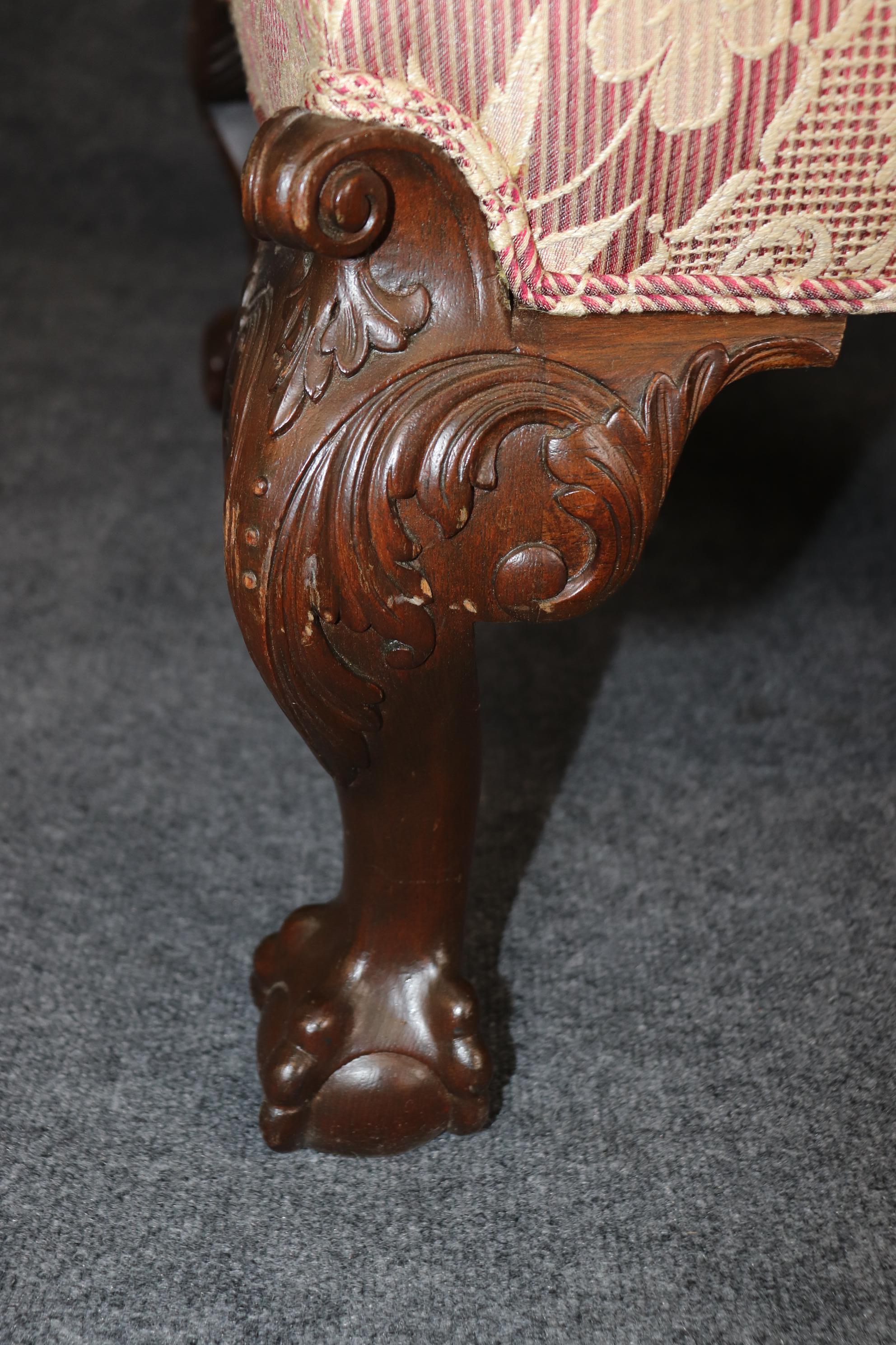 Superb Pair Centennial Carved Chippendale Mahogany Square Foot Stools For Sale 2
