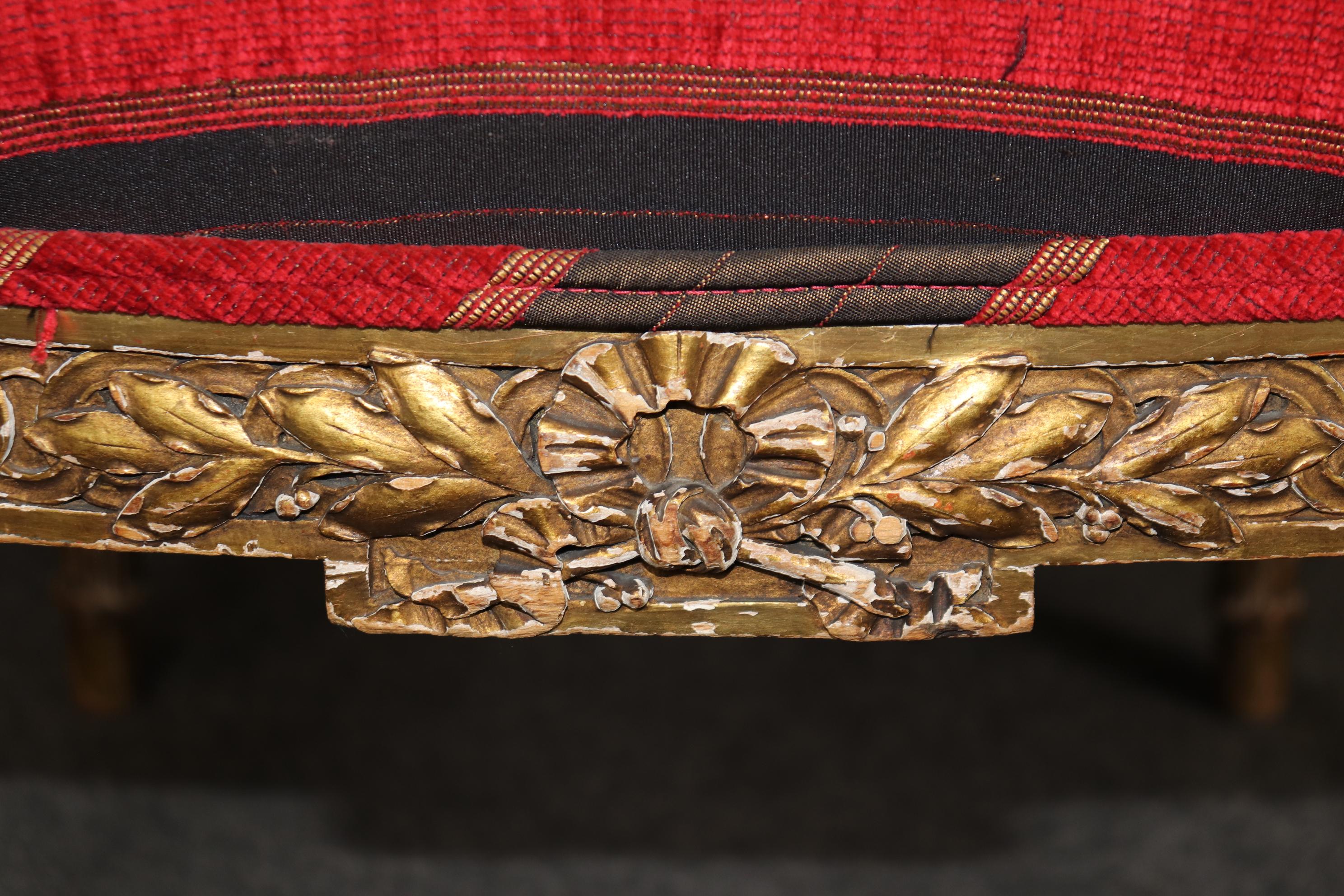 Superb Pair Chippy Antique Giltwood French Carved Louis XVI Armchairs Circa 1920 For Sale 5