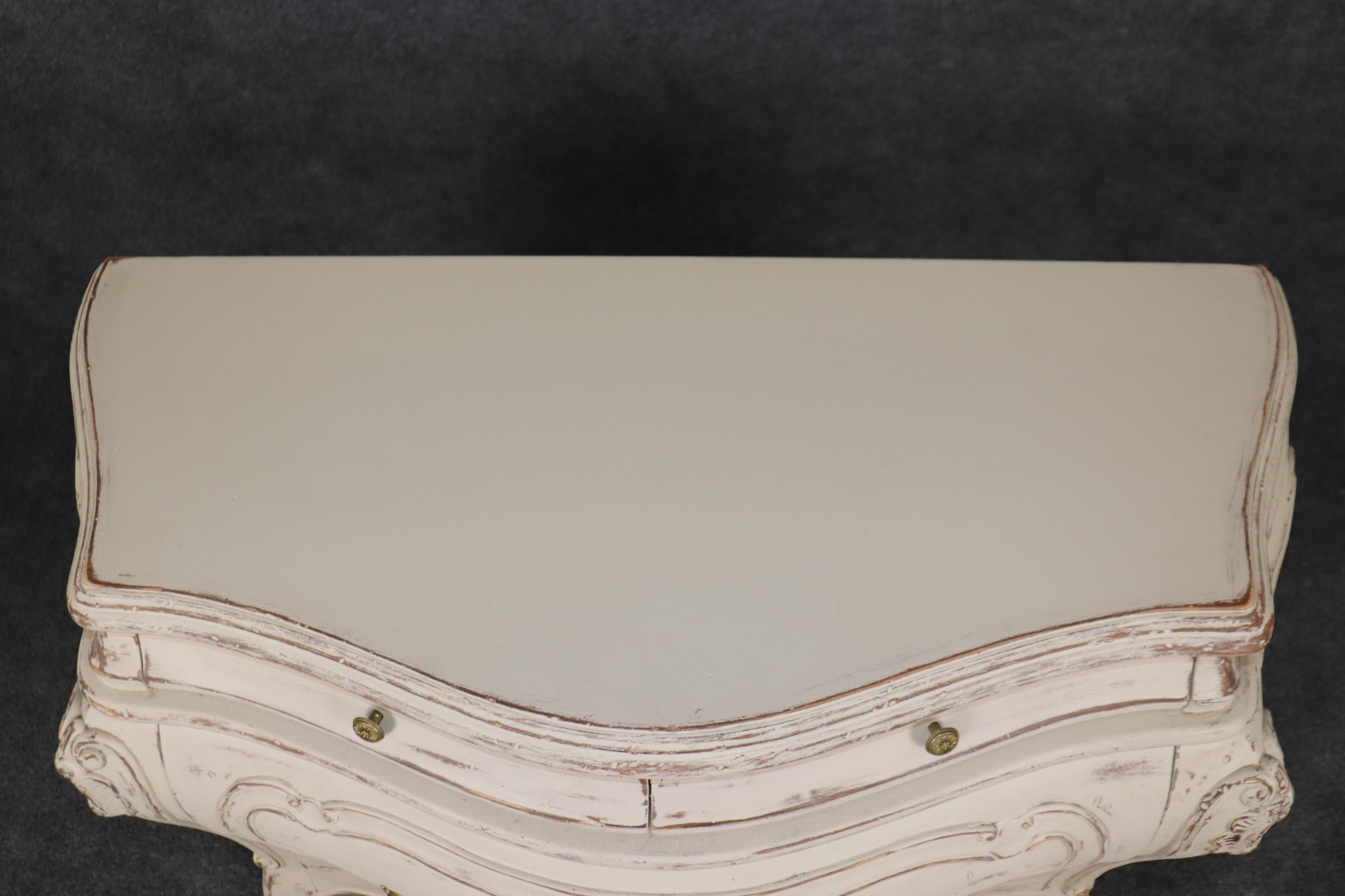 Walnut Superb Pair Cottage Chic Paint Decorated Soft White Swedish Gustavian Commodes For Sale