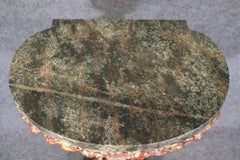 Superb Pair Gilded French Carved Louis XV Style Verdi Marble Top Pedestals