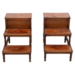 Superb pair Mahogany and Leather library steps  England