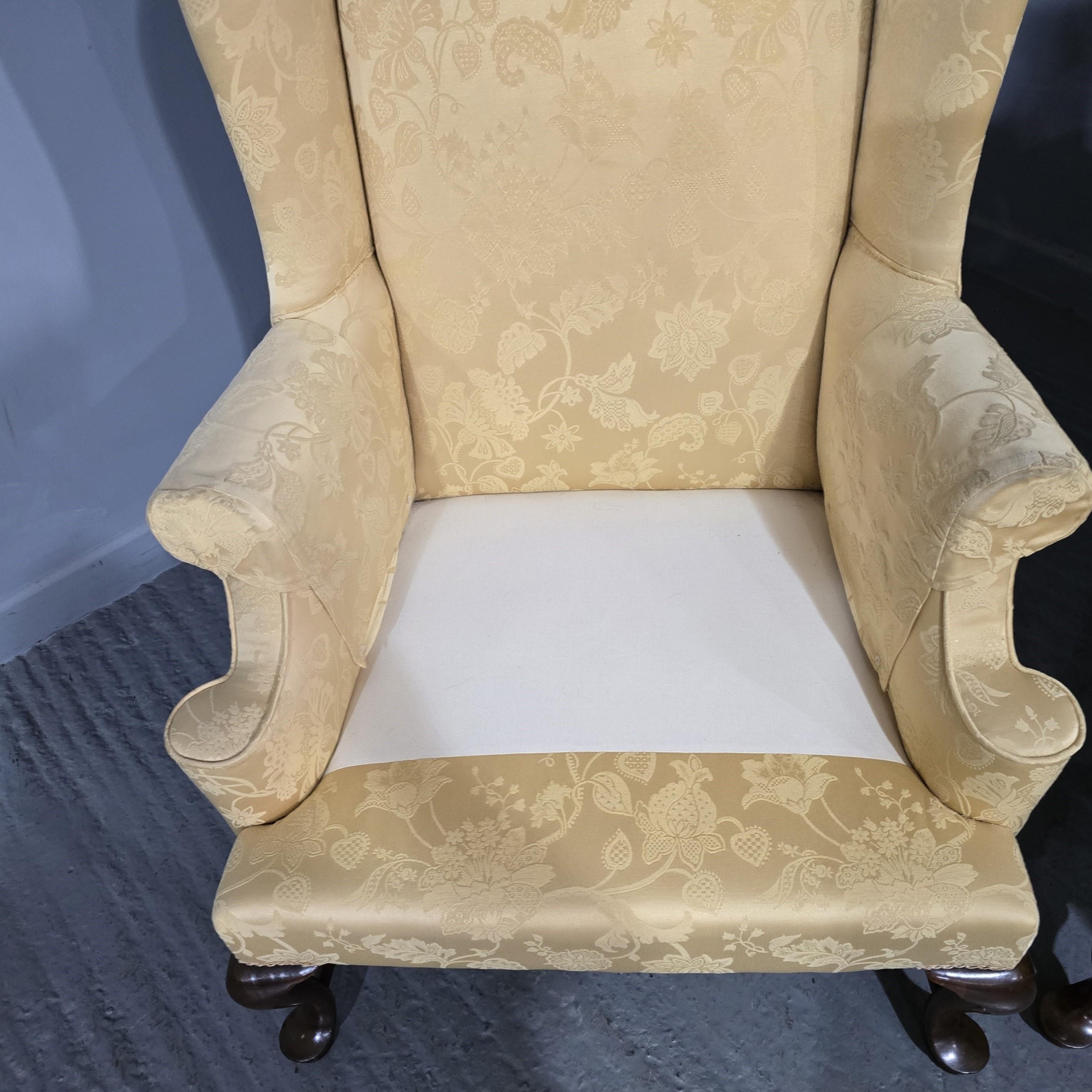 Superb Pair Mahogany Wing Library Armchairs For Sale 5