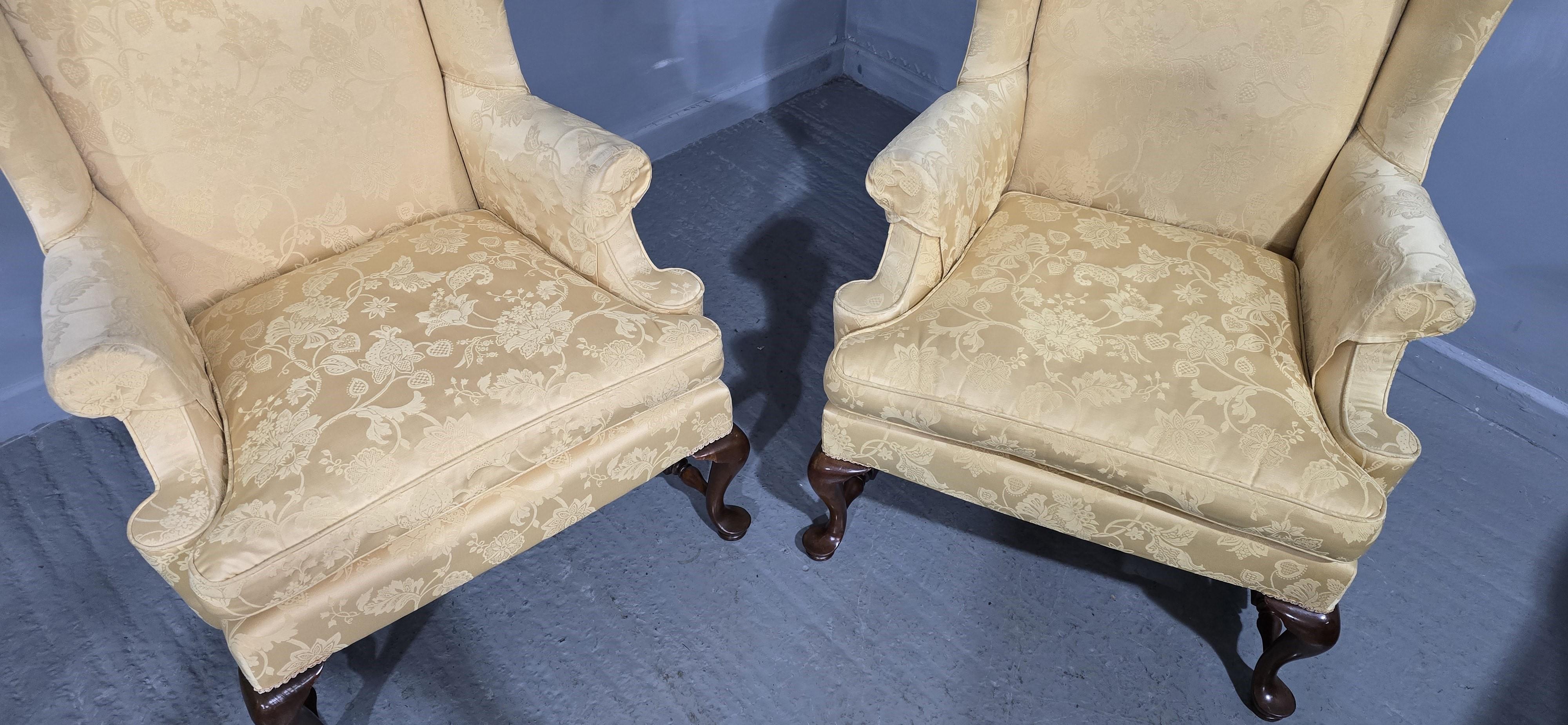 English Superb Pair Mahogany Wing Library Armchairs For Sale