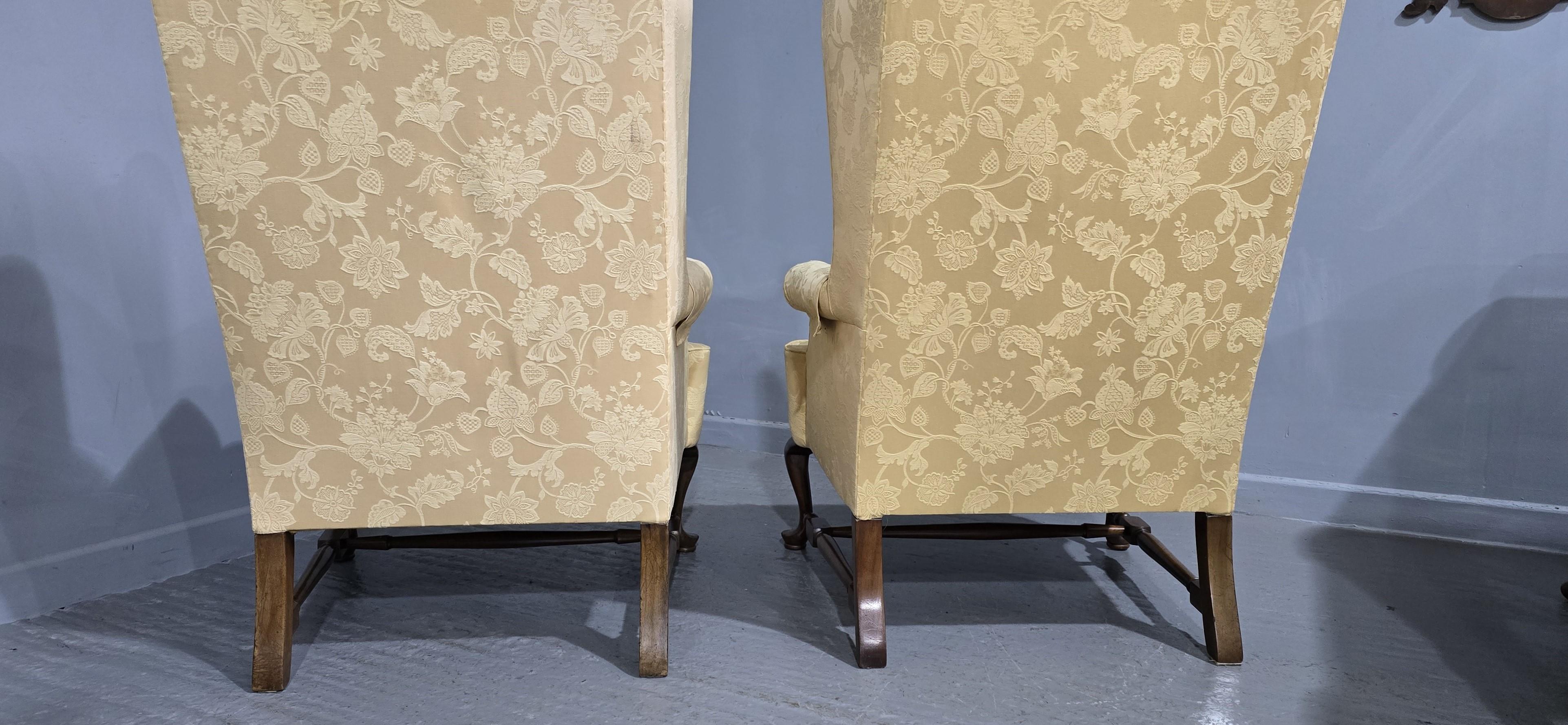20th Century Superb Pair Mahogany Wing Library Armchairs For Sale