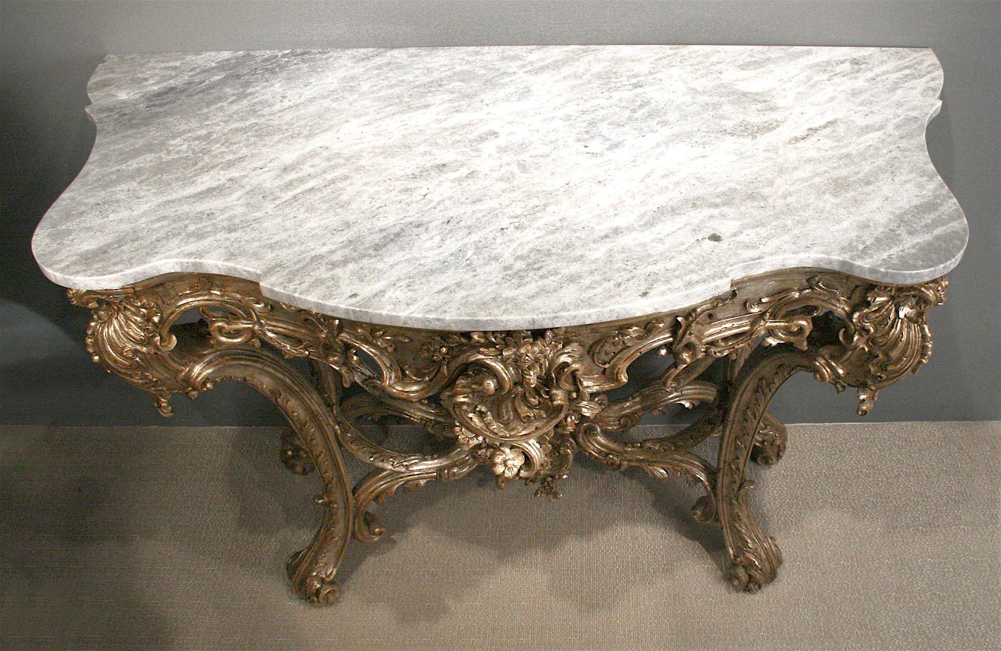 Superb Pair of 18th Century Italian Rococo Consoles with Marble Tops In Good Condition In New York, NY