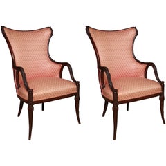 Superb Pair of 1920s Art Deco Style Mahogany Armchairs Chairs