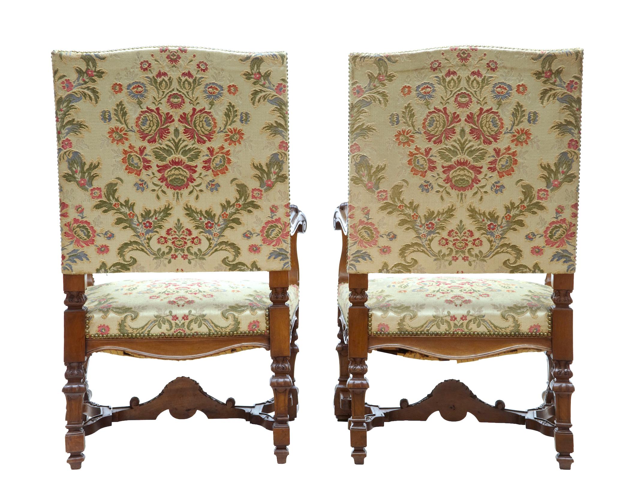 Rococo Revival Superb Pair of 19th Century Carved Walnut French Armchairs