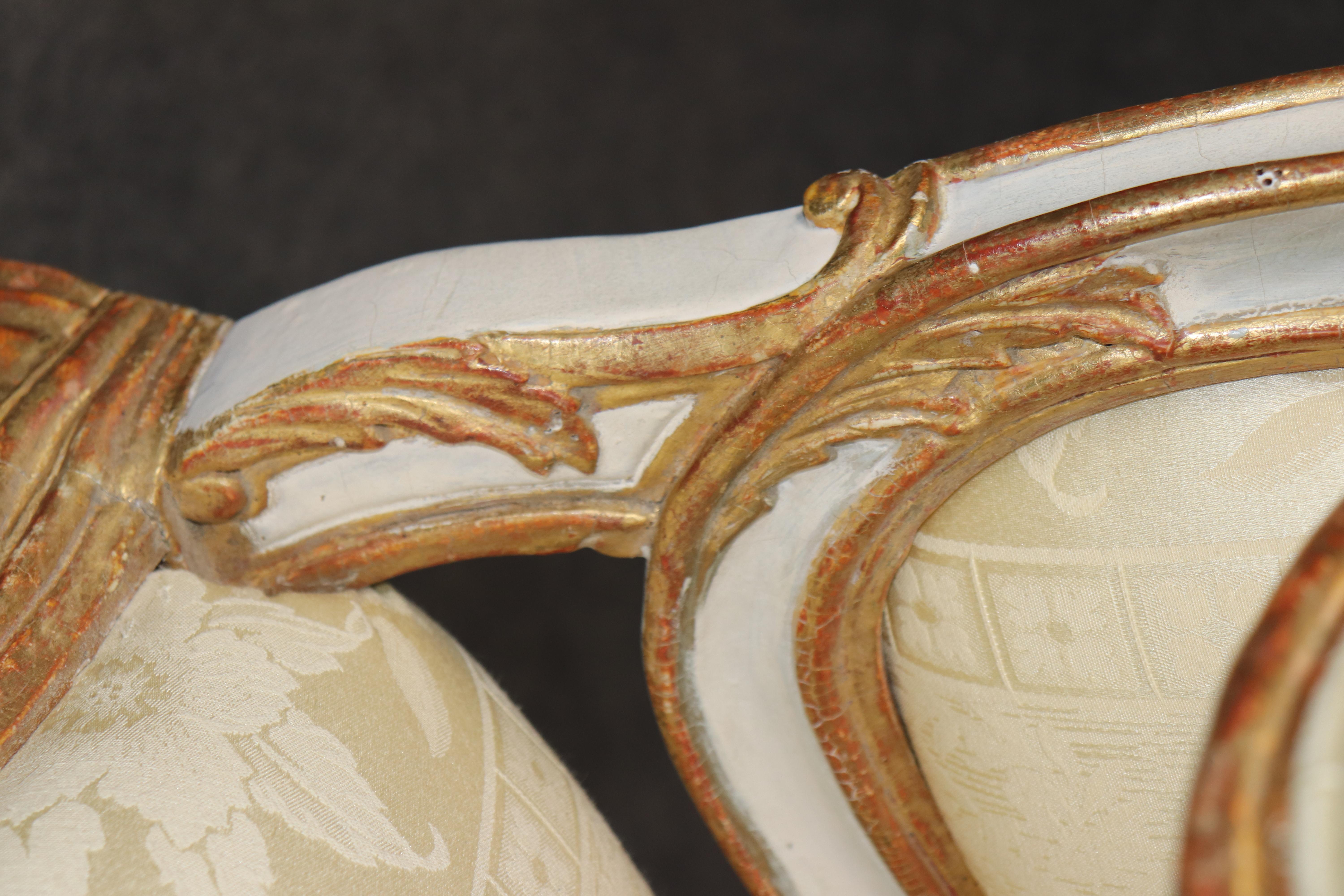 Superb Pair of 19th Century French Louis XV Paint Decorated Giltwood Armchairs For Sale 9