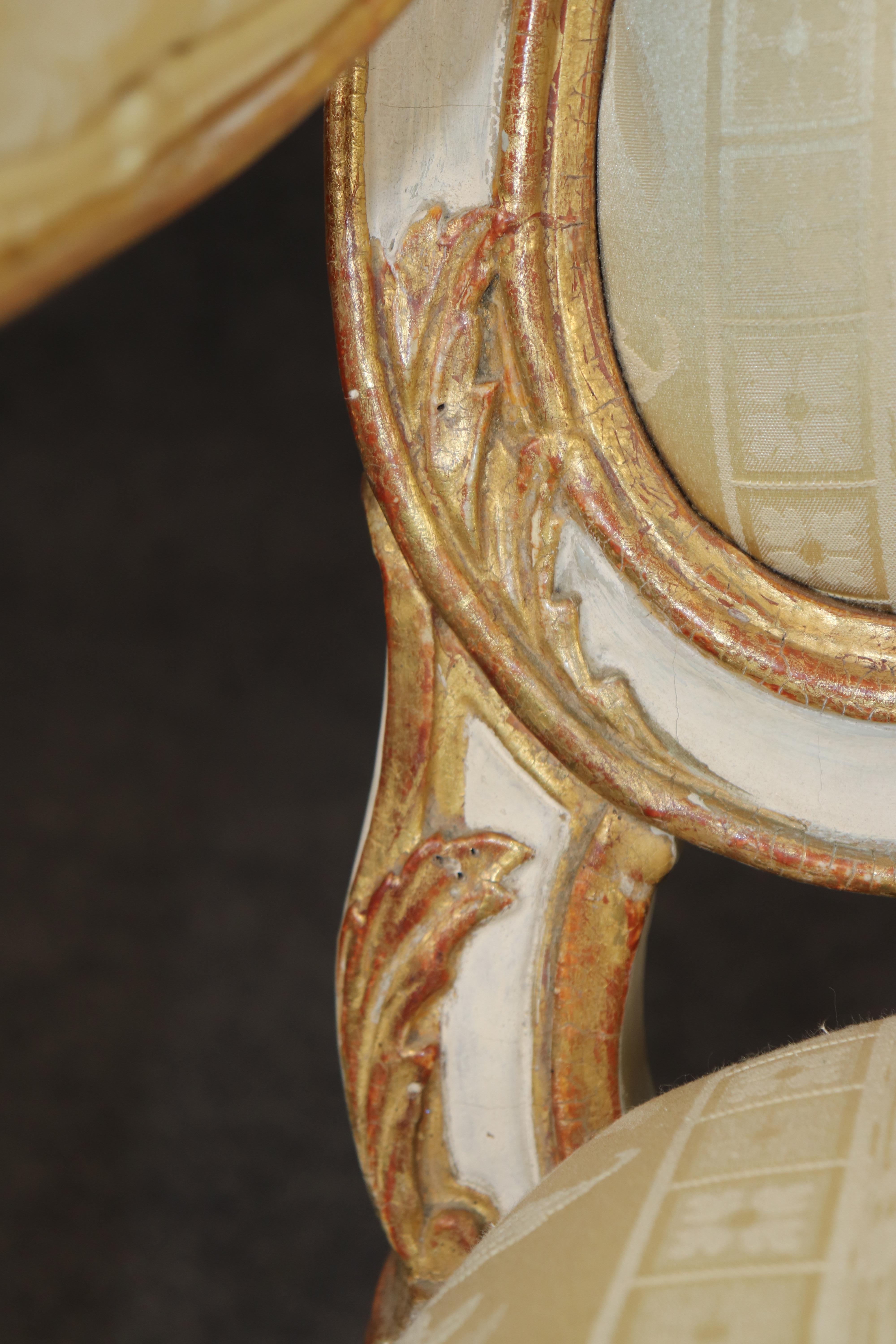 Superb Pair of 19th Century French Louis XV Paint Decorated Giltwood Armchairs For Sale 10