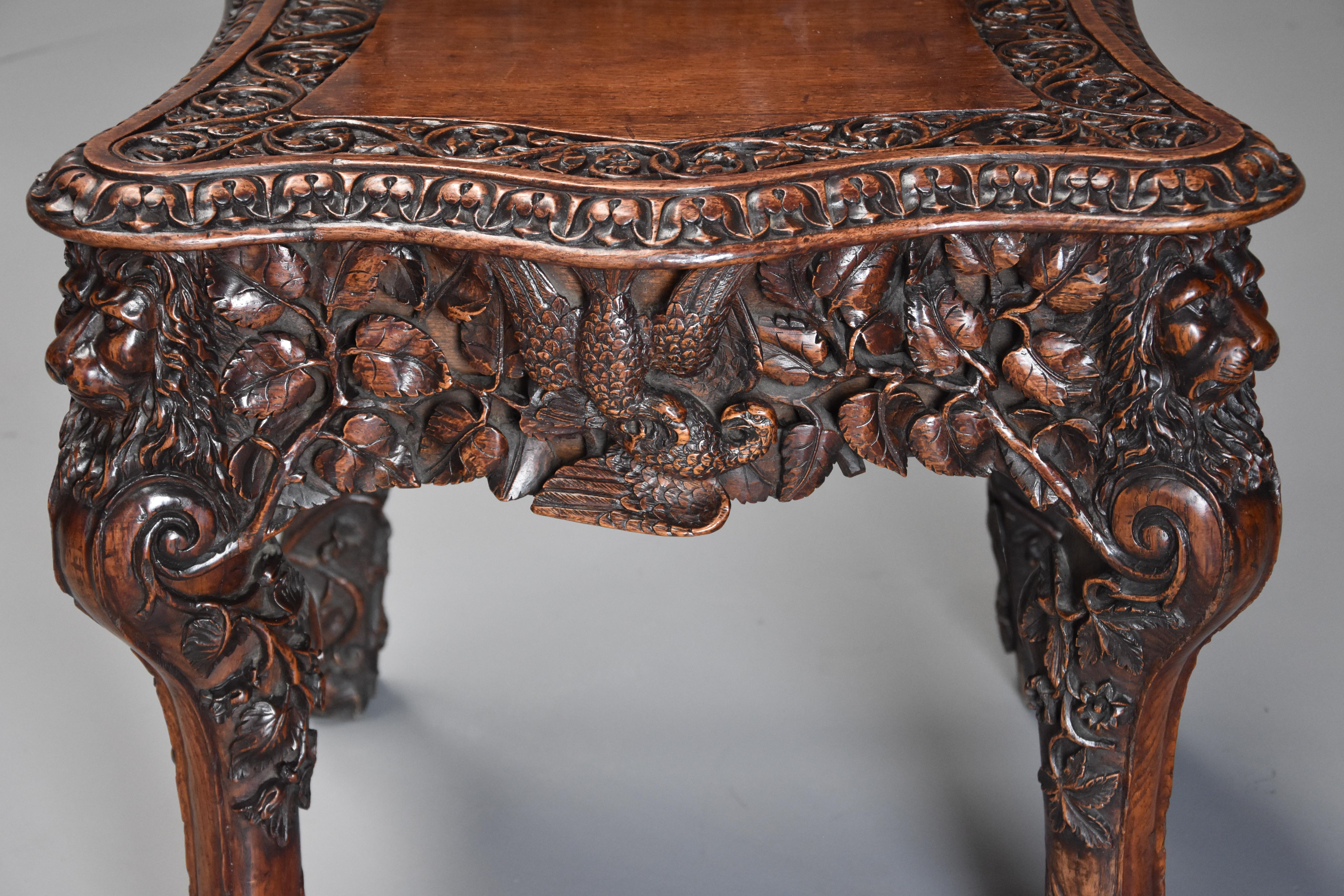 Pair of 19th Century Exhibition Quality Carved Oak Chairs of Large Proportion For Sale 8