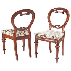 Superb Pair of Antique Victorian Mahogany Balloon Back Chairs