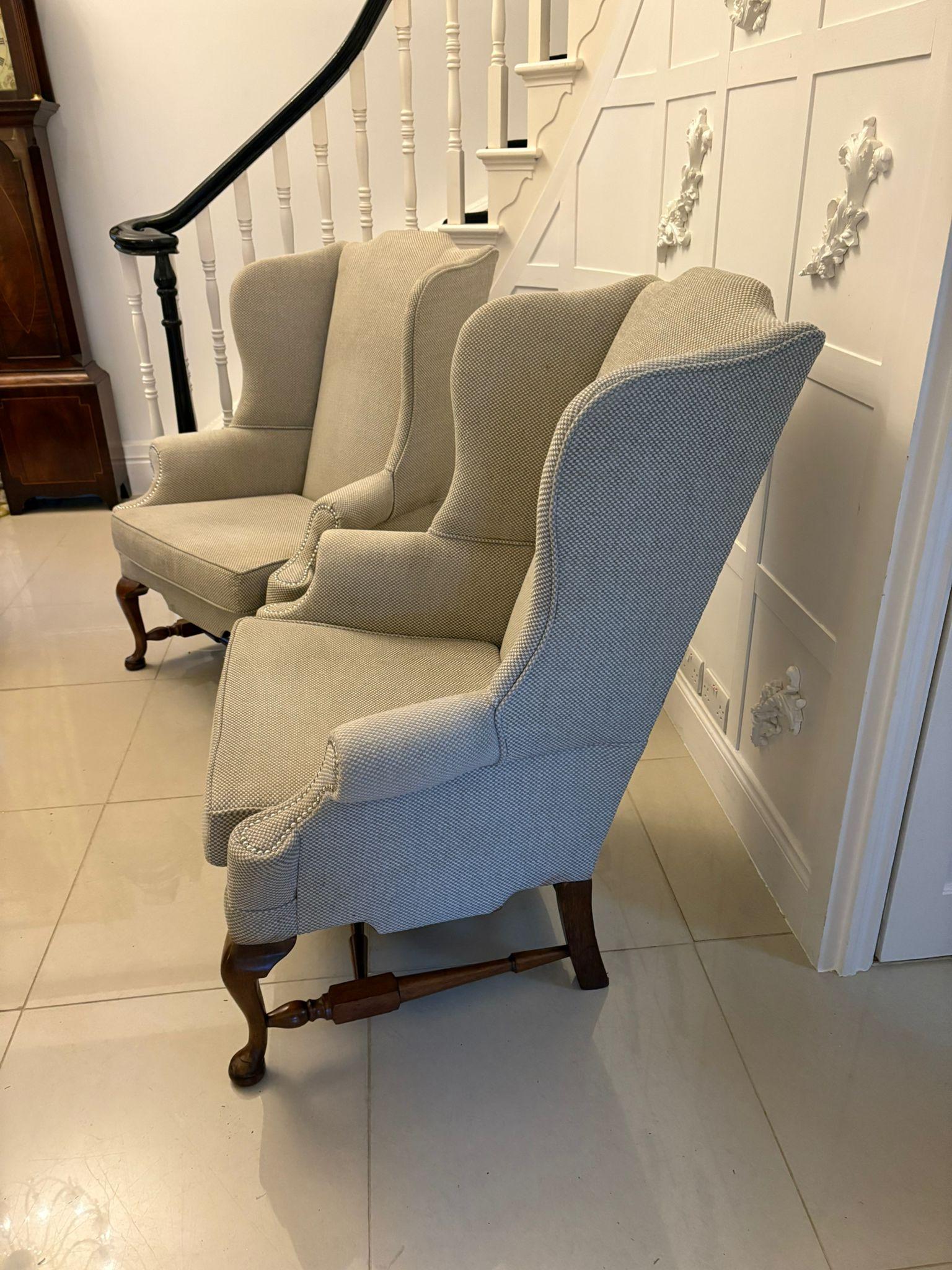 Superb Pair of Antique Wing Chairs on Quality Mahogany Cabriole Legs 1