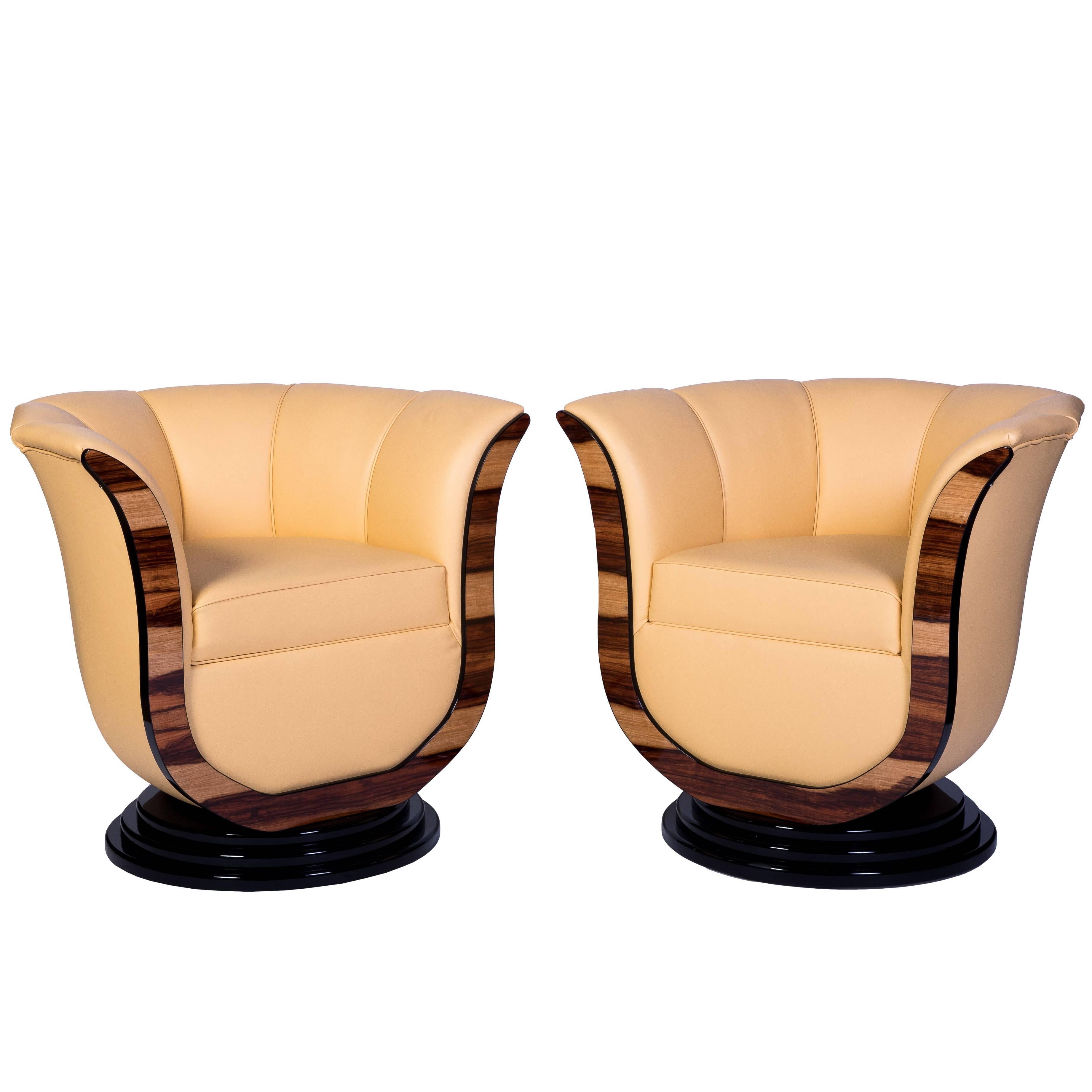 Superb Pair of Art Deco Style Tulip Armchairs