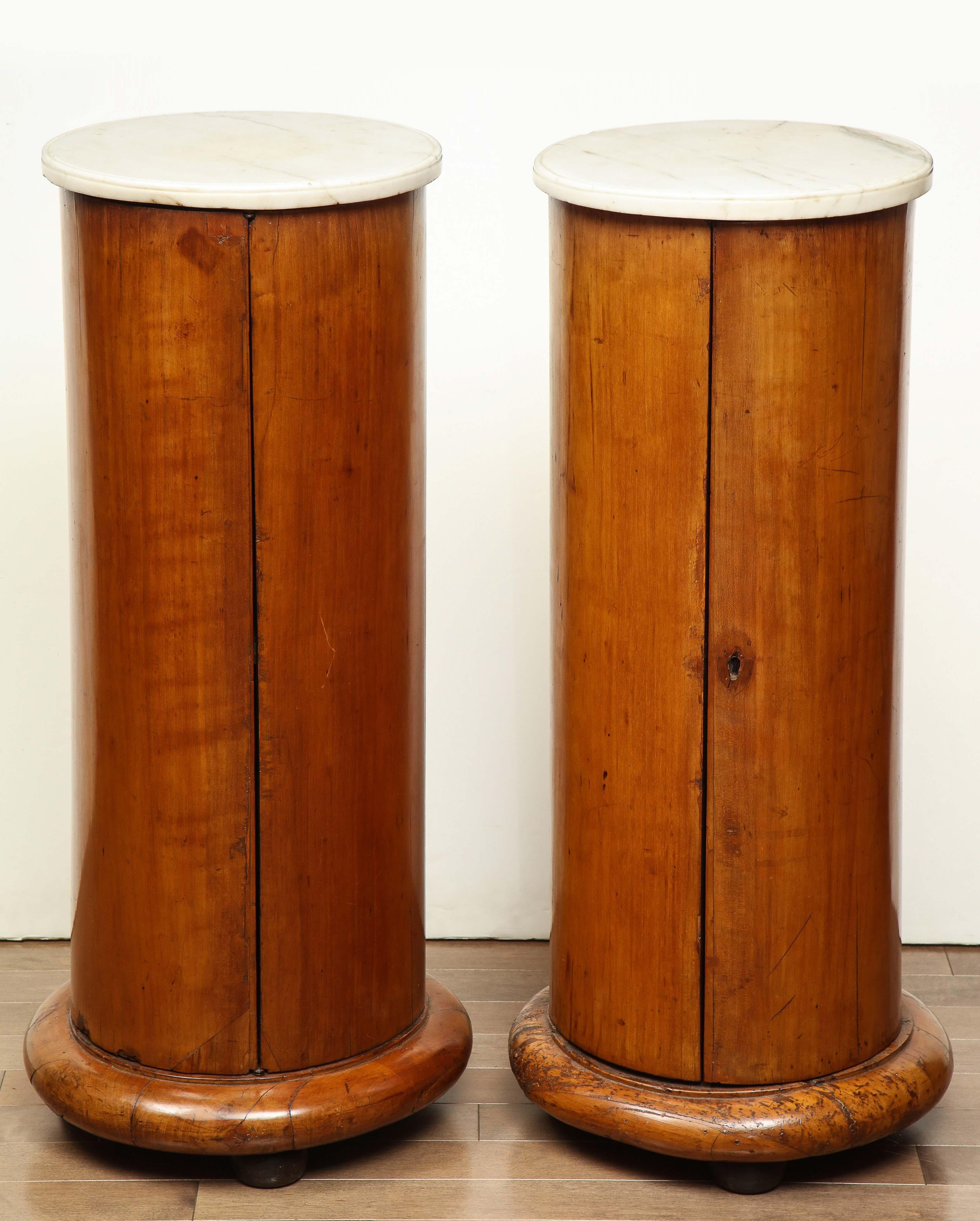 Superb Pair of Austrian Fruitwood, Marble Topped Columns, circa 1830 For Sale 6