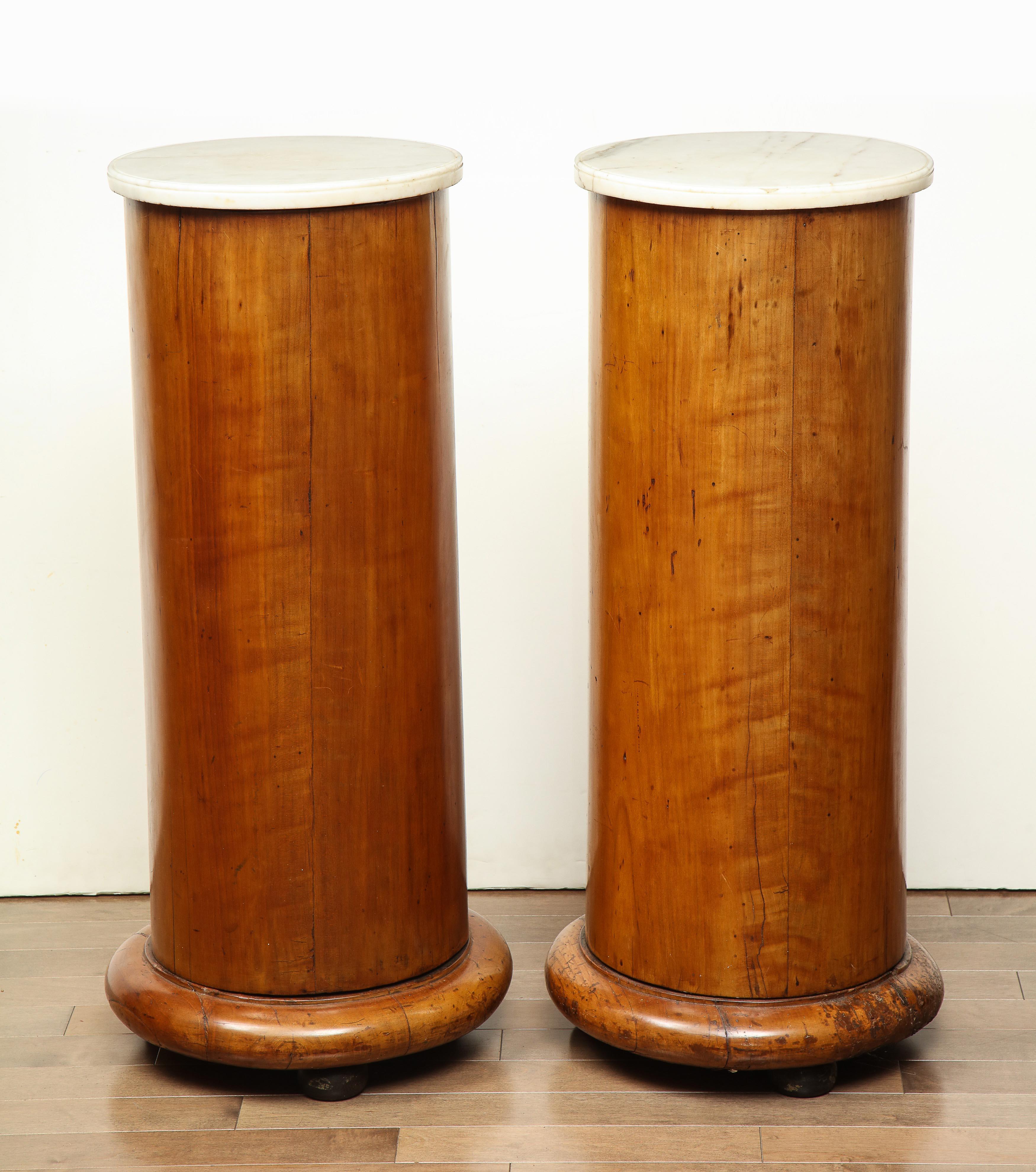 Superb Pair of Austrian Fruitwood, Marble Topped Columns, circa 1830 For Sale 10