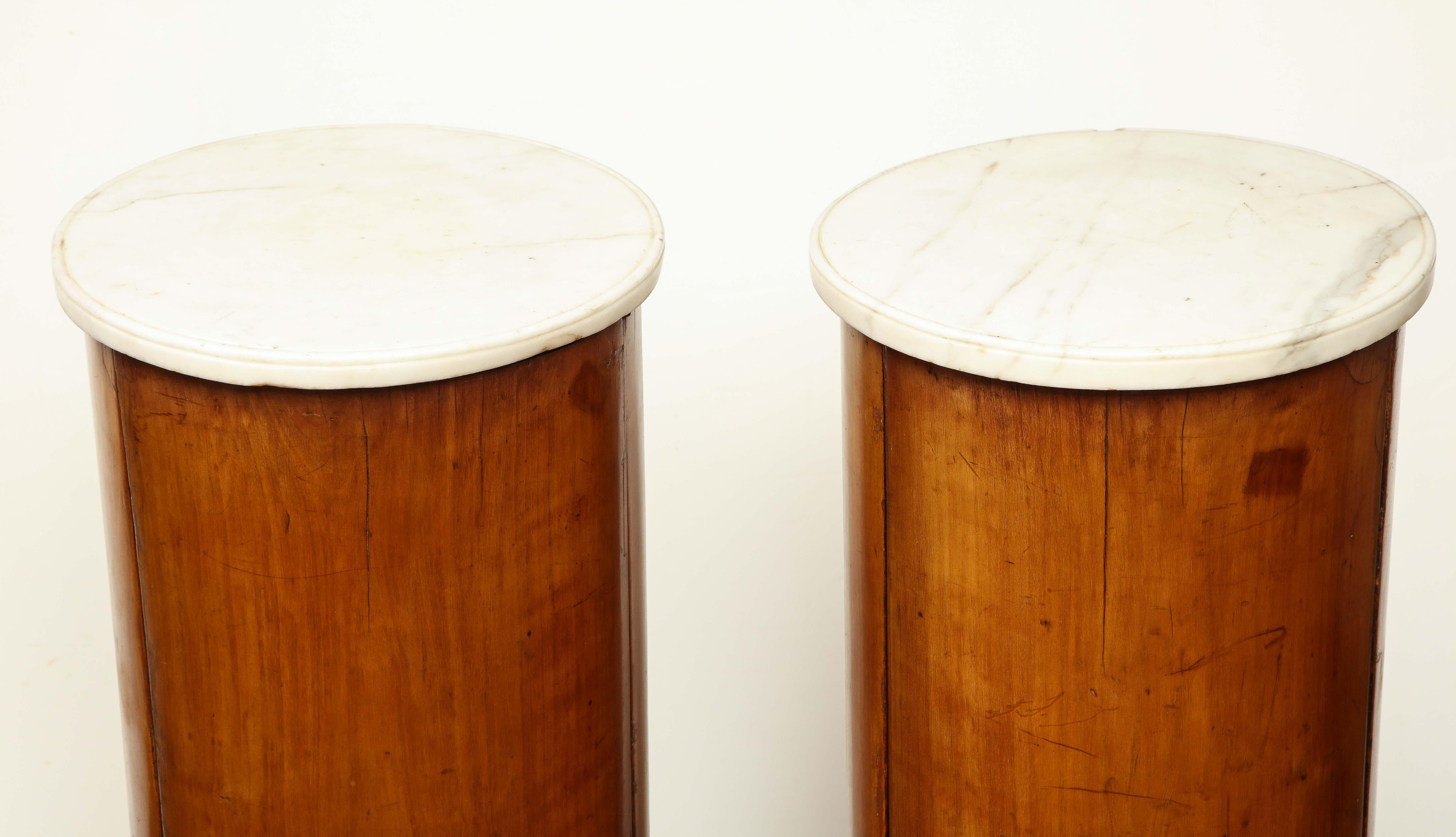 Superb Pair of Austrian Fruitwood, Marble Topped Columns, circa 1830 In Good Condition For Sale In New York, NY