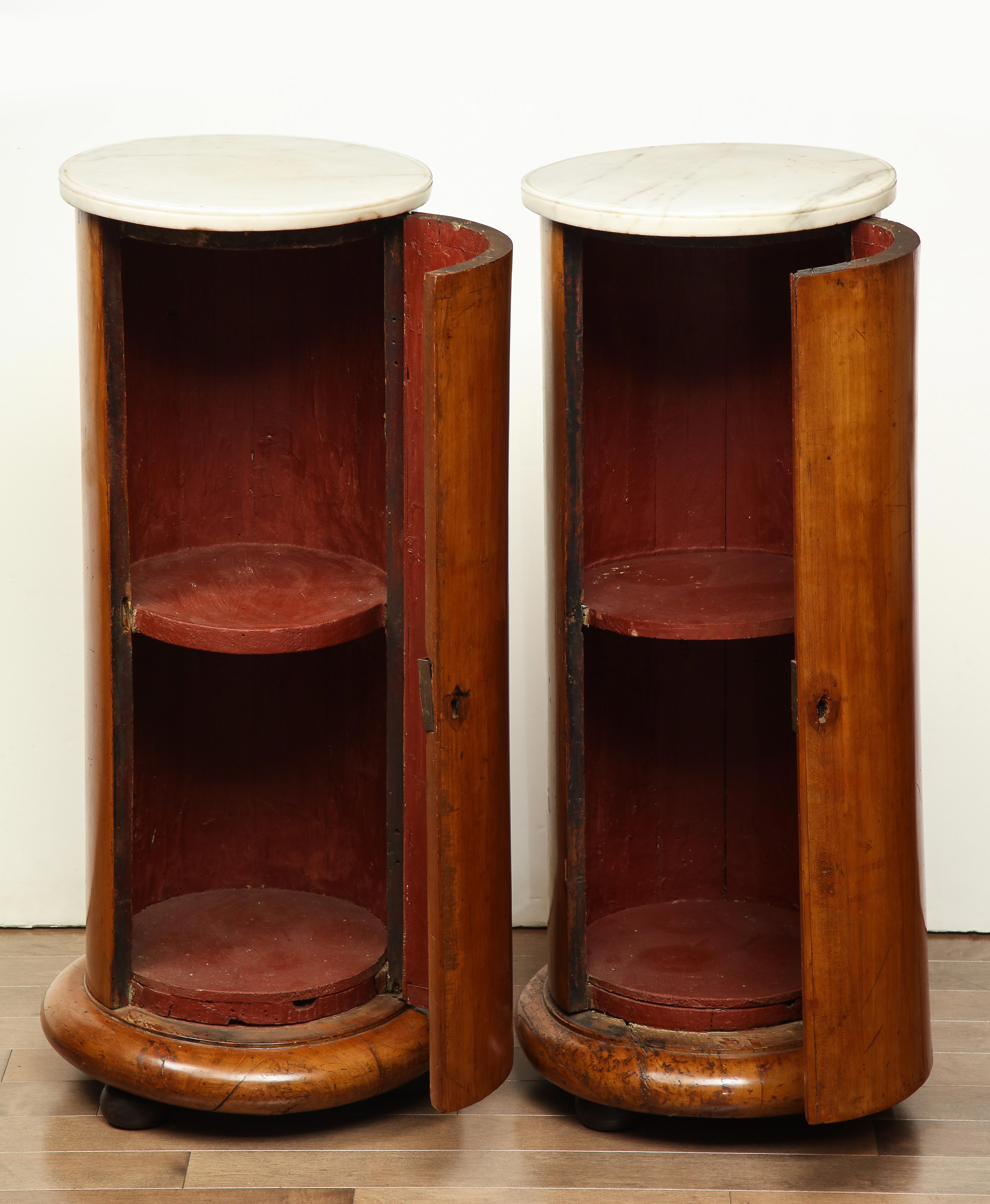 Superb Pair of Austrian Fruitwood, Marble Topped Columns, circa 1830 For Sale 1