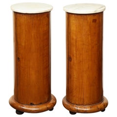 Superb Pair of Austrian Fruitwood, Marble Topped Columns, circa 1830