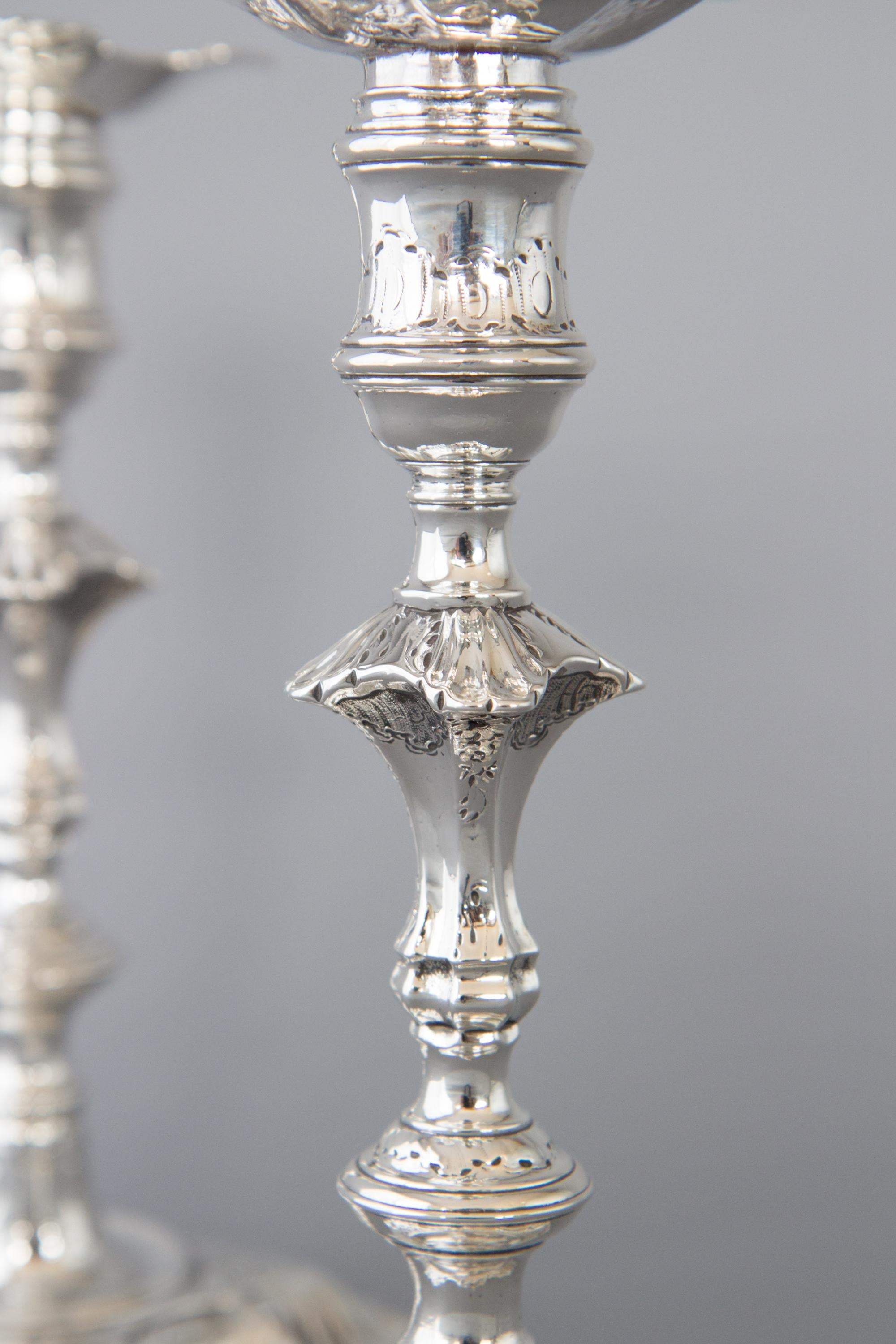 Mid-18th Century Superb Pair of Cast George II Silver Candlesticks, London 1749