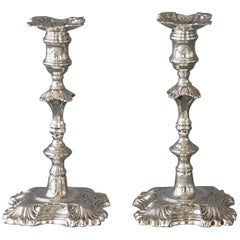 Superb Pair of Cast George II Silver Candlesticks, London 1749