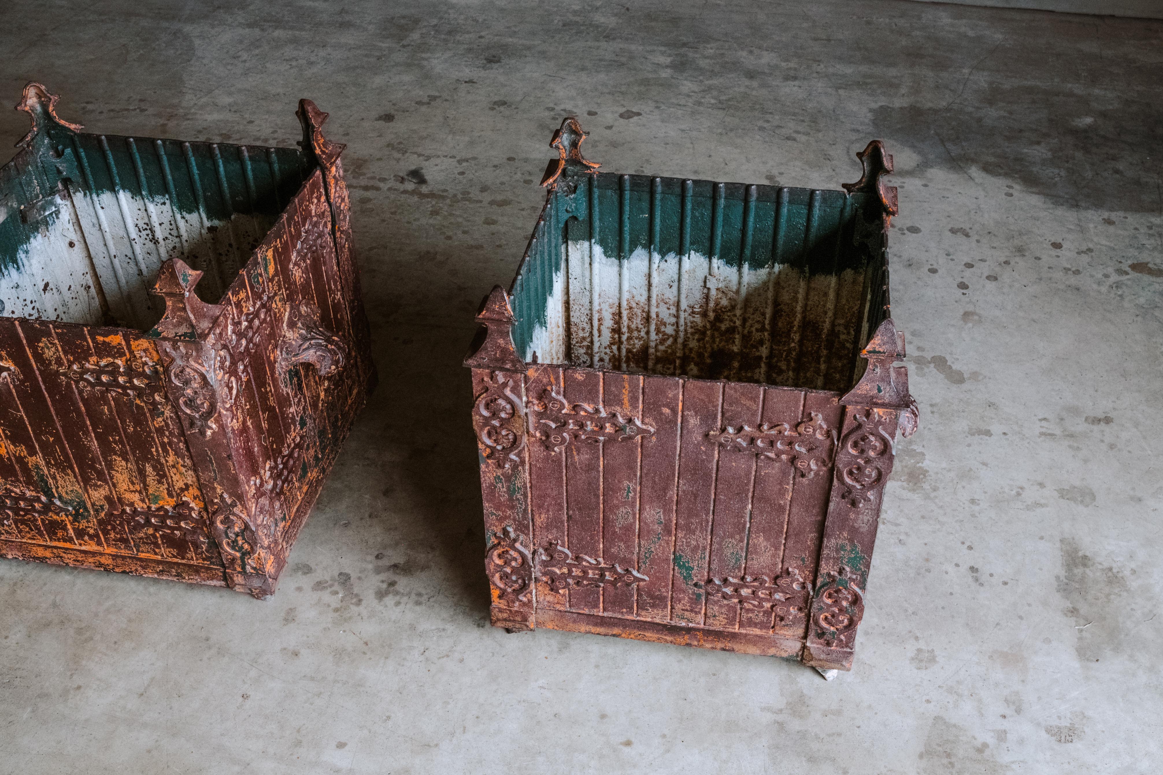 European Superb Pair of Cast Iron Orangery Planters from France, Circa 1880