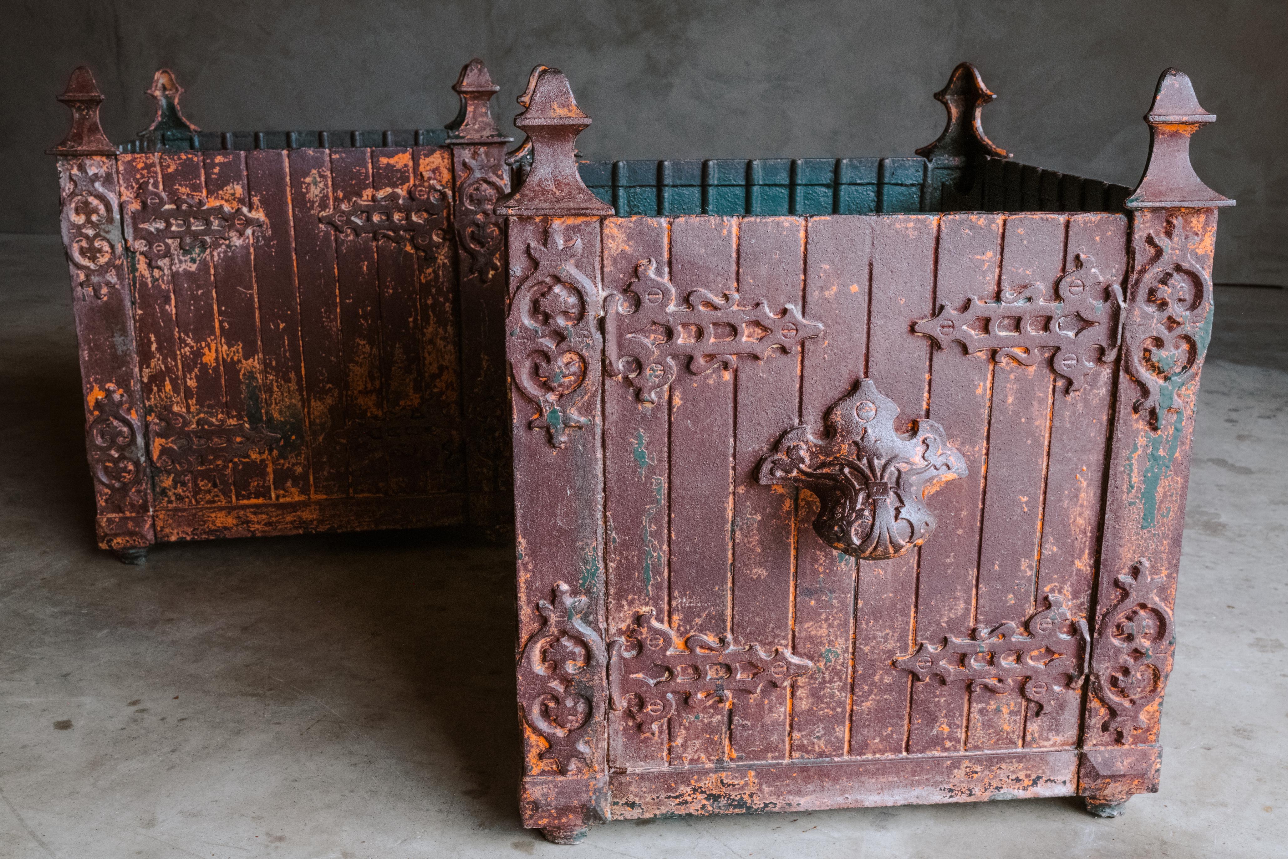 Late 19th Century Superb Pair of Cast Iron Orangery Planters from France, Circa 1880