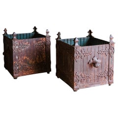 Superb Pair of Cast Iron Orangery Planters from France, Circa 1880