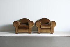 Superb Pair of Club Chairs, Upholstered in Mohair