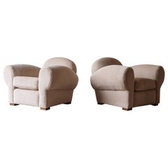Superb Pair of Club Chairs, Upholstered in Pure Alpaca
