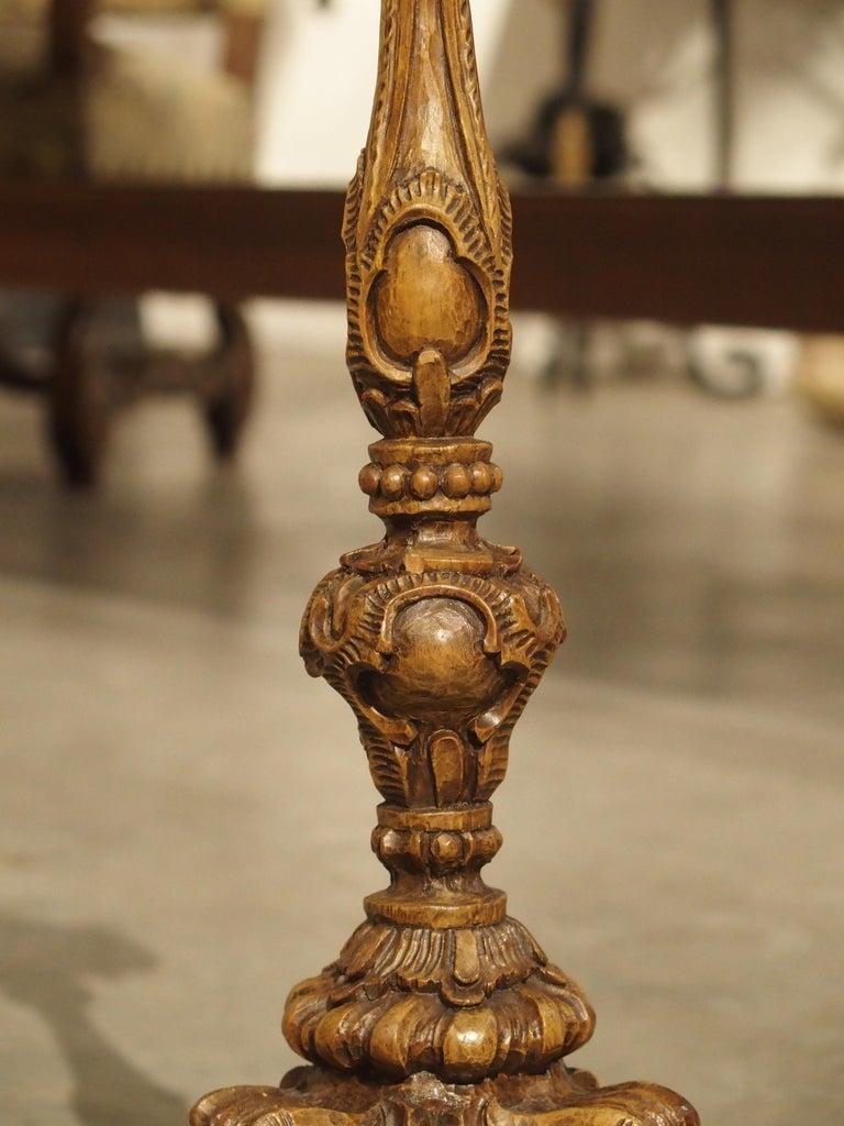18th Century and Earlier Superb Pair of Finely Carved 18th Century French Candlesticks For Sale